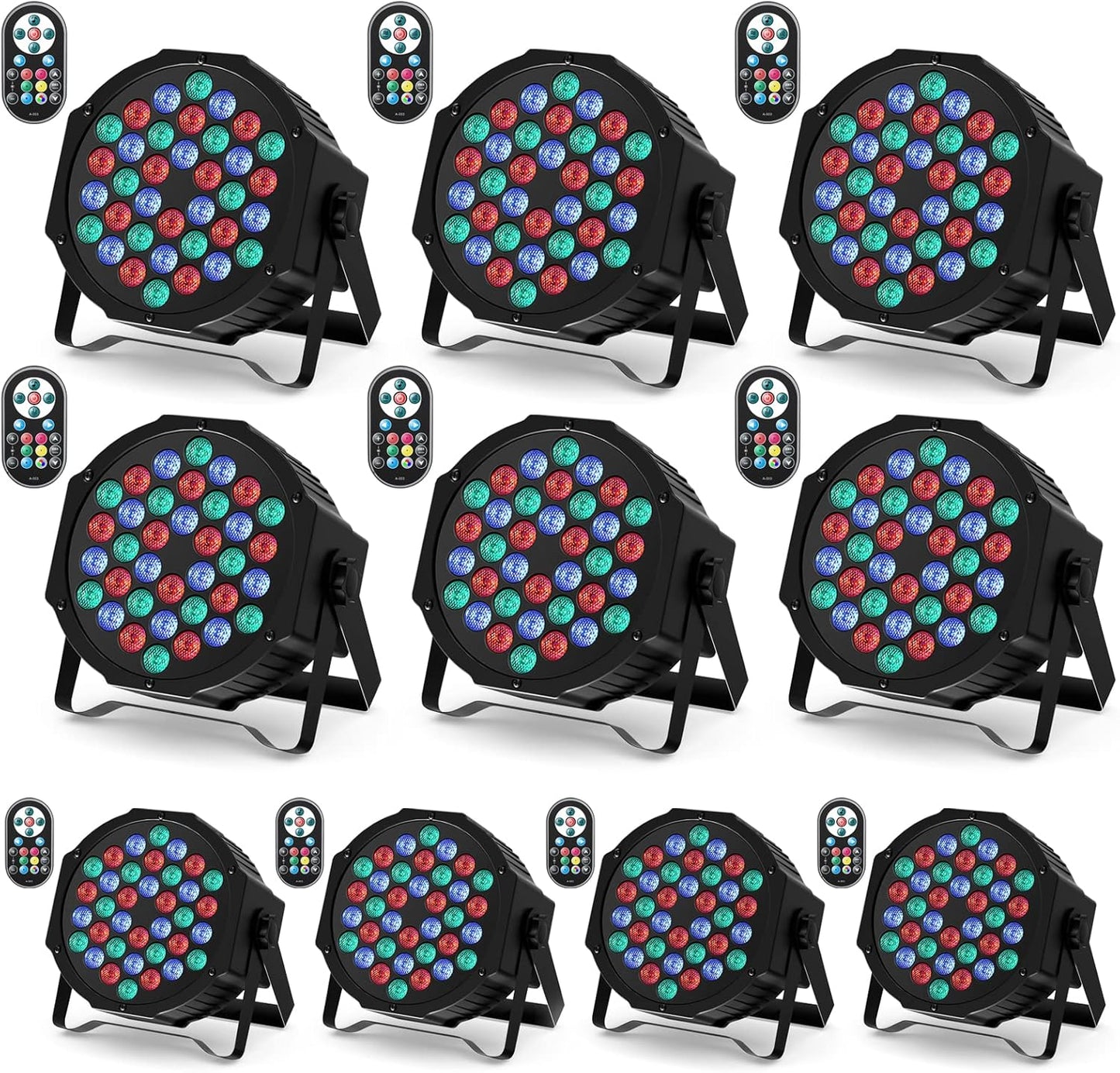 LED Par Strahler Set (10 Stück, RGB) mit Fernbedienung, Par -10 Stücke