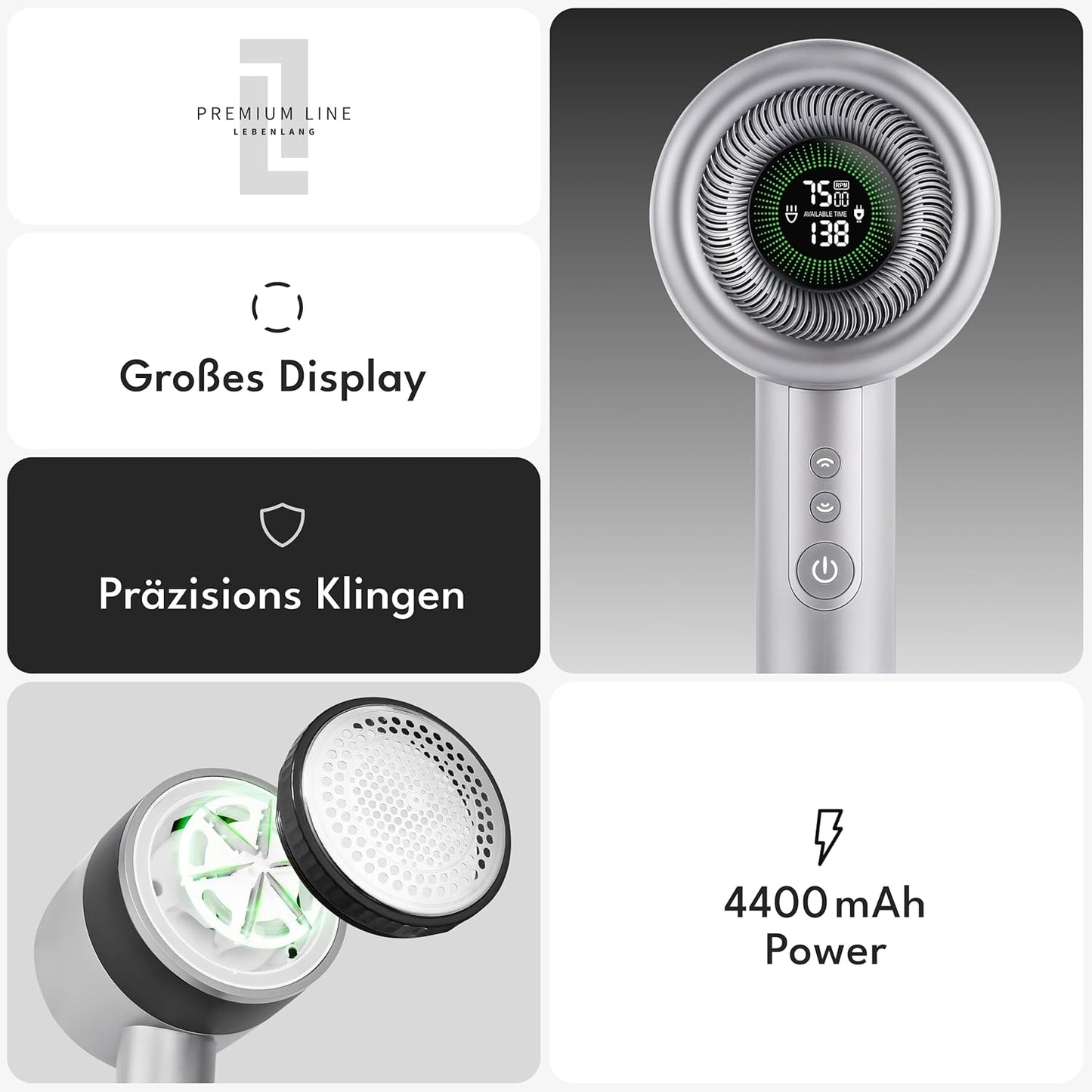 Elektrischer Fusselrasierer mit LED-Display