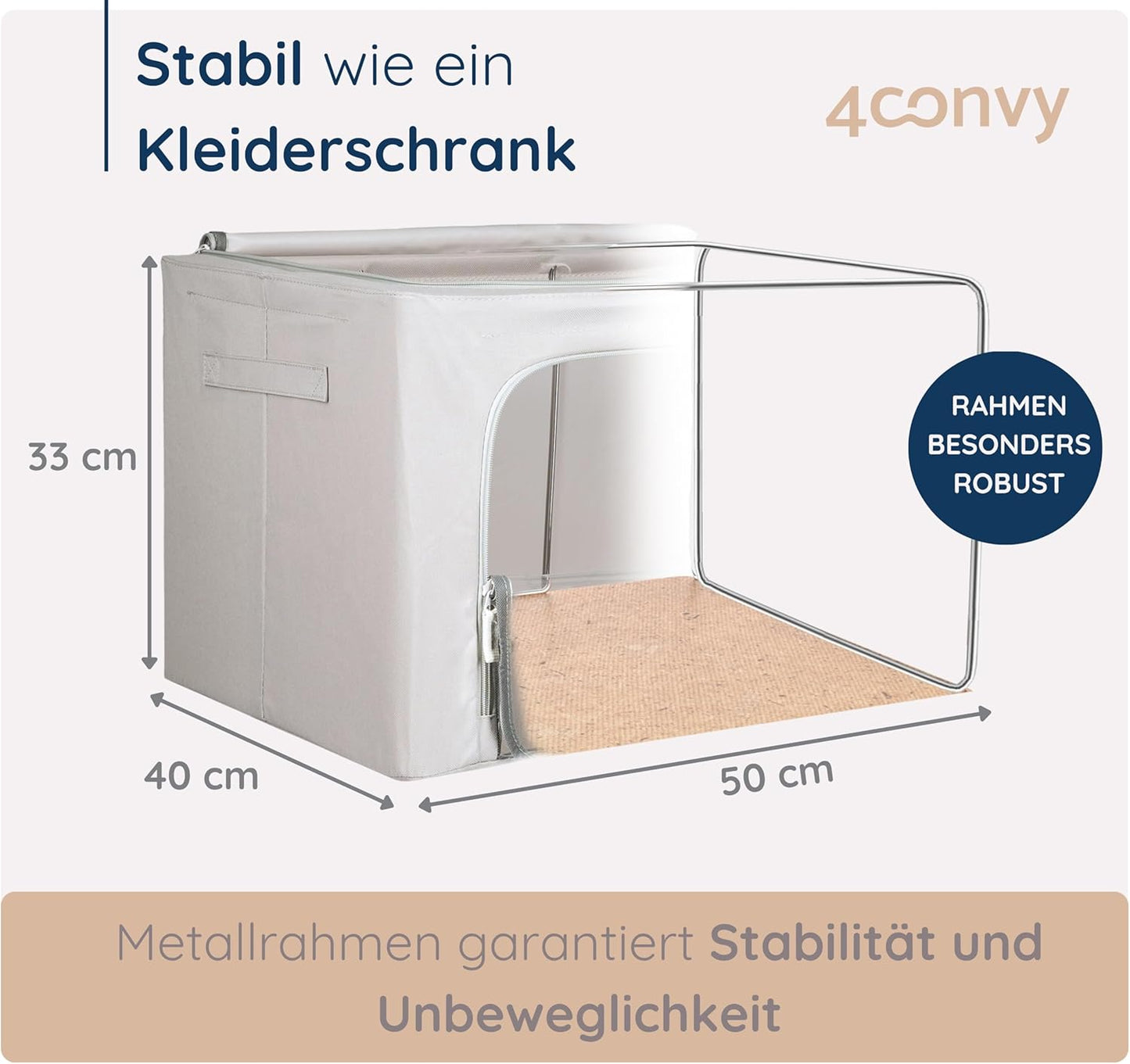 Kleideraufbewahrungsbox faltbar mit Reissverschluss (3 Stück), Grau 3x66L