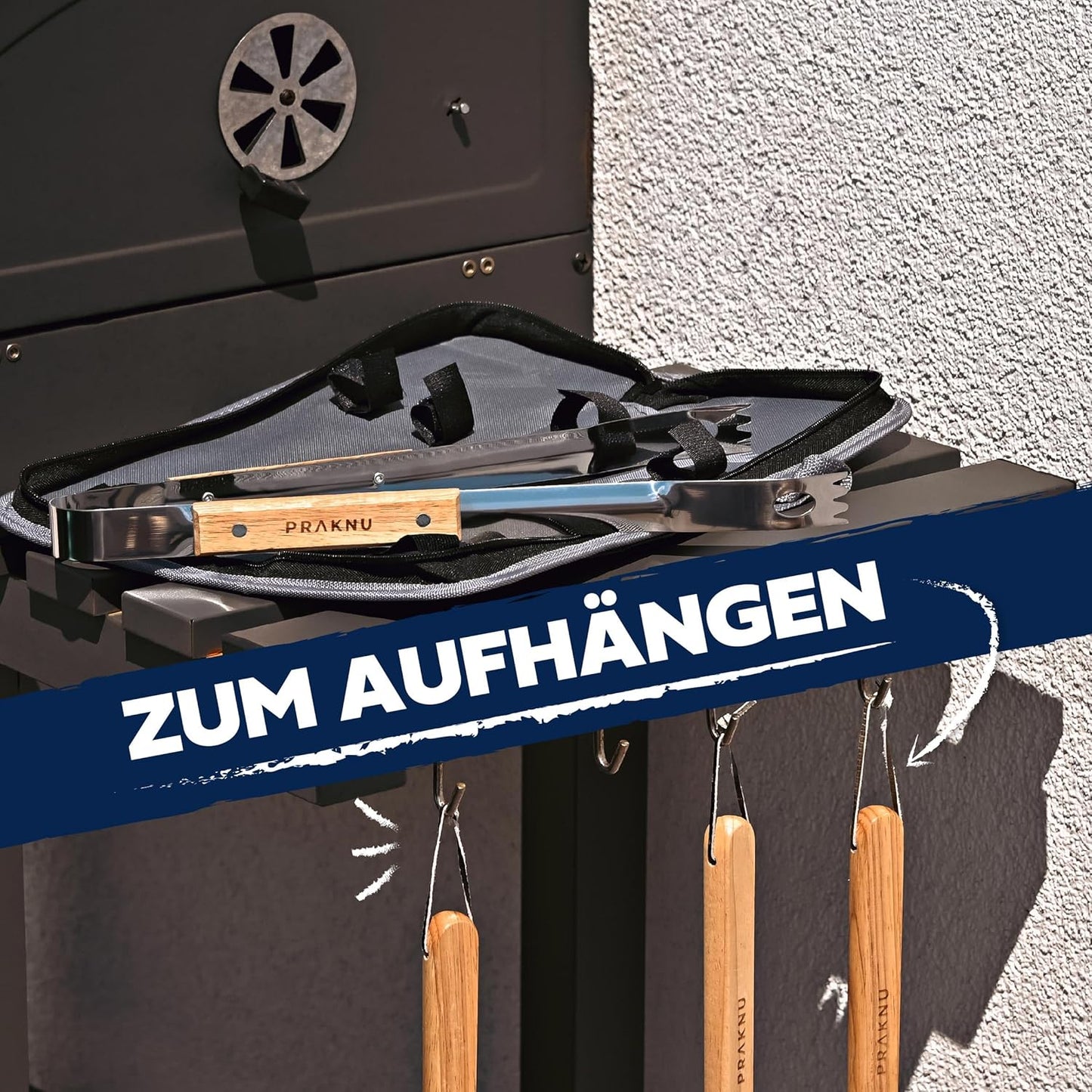 4-teiliges Grillbesteck-Set mit Tragetasche
