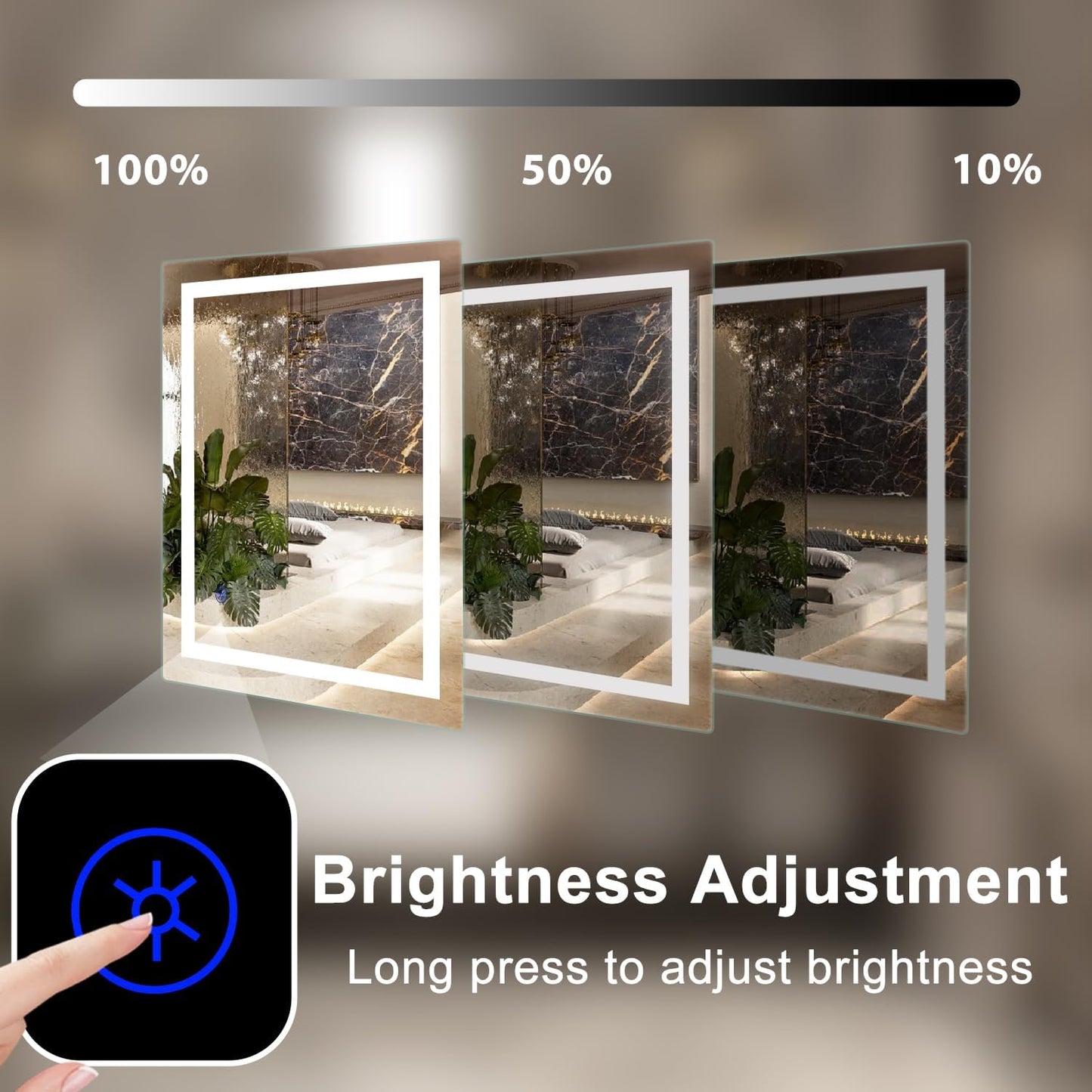 LED Badezimmerspiegel mit Touchschalter 50x70 cm, 70L x 50B cm Led