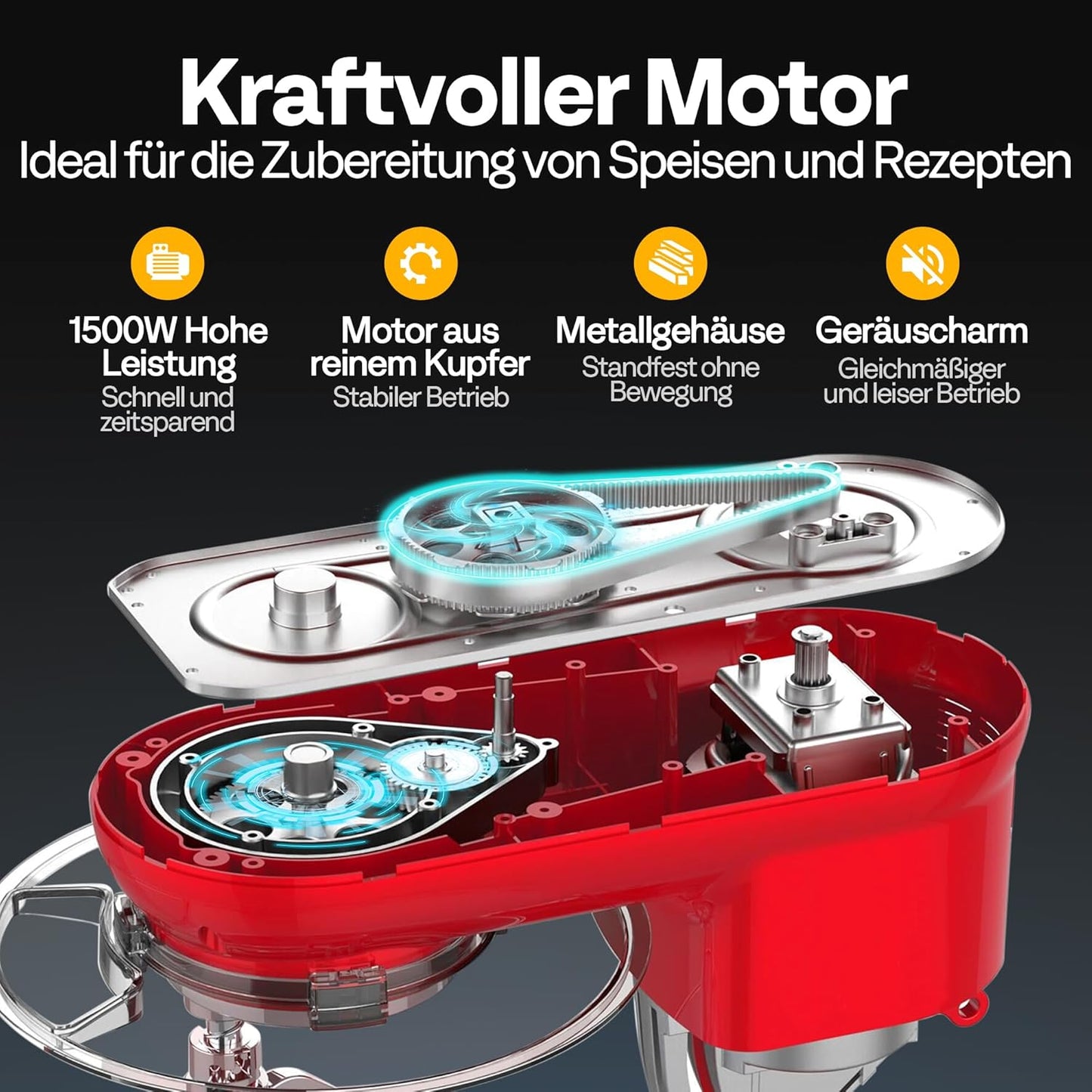 Küchenmaschine mit kippbarem Kopf, Rot