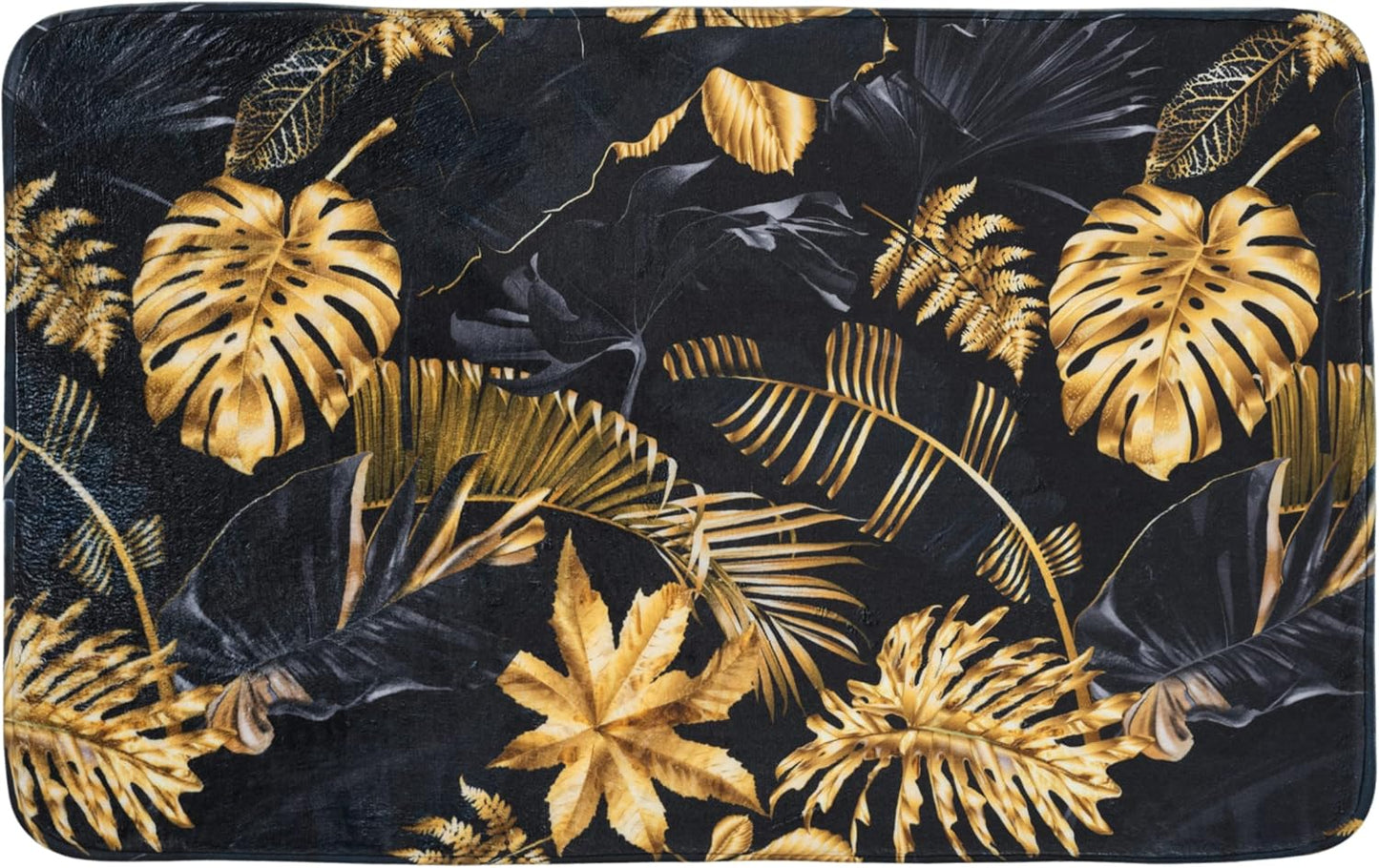 Rutschfester Badteppich, Golden Leaves 50 x 80 cm (Rechteckig)