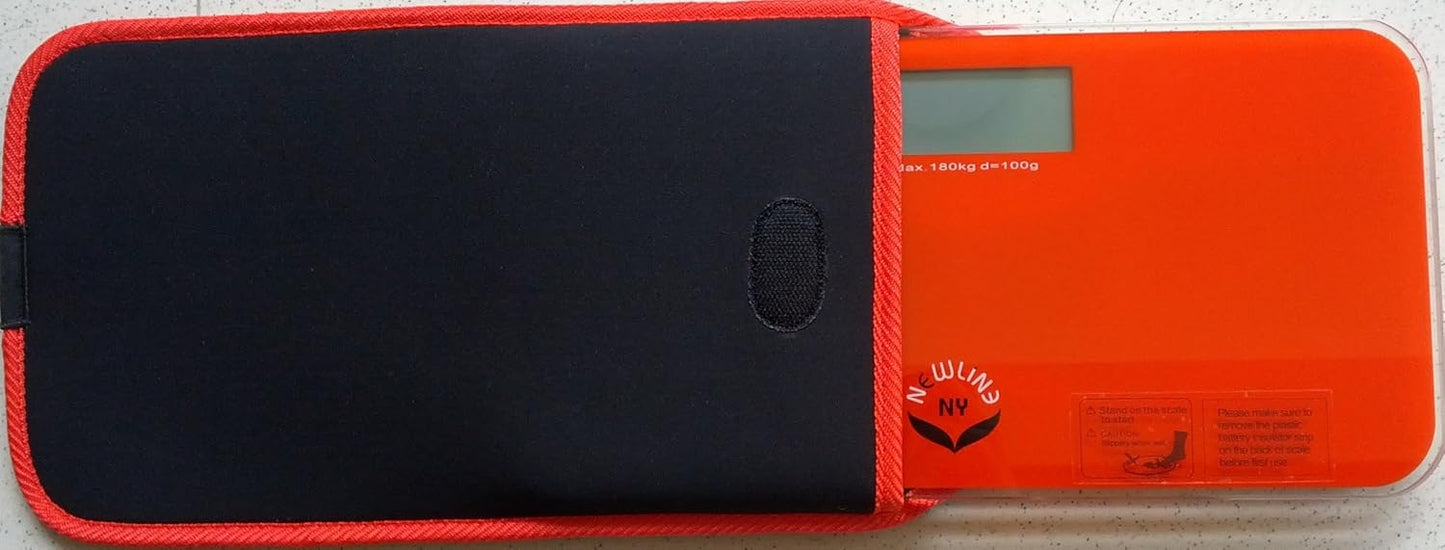 Mini Personenwaage mit Reisetasche, Rot Orange