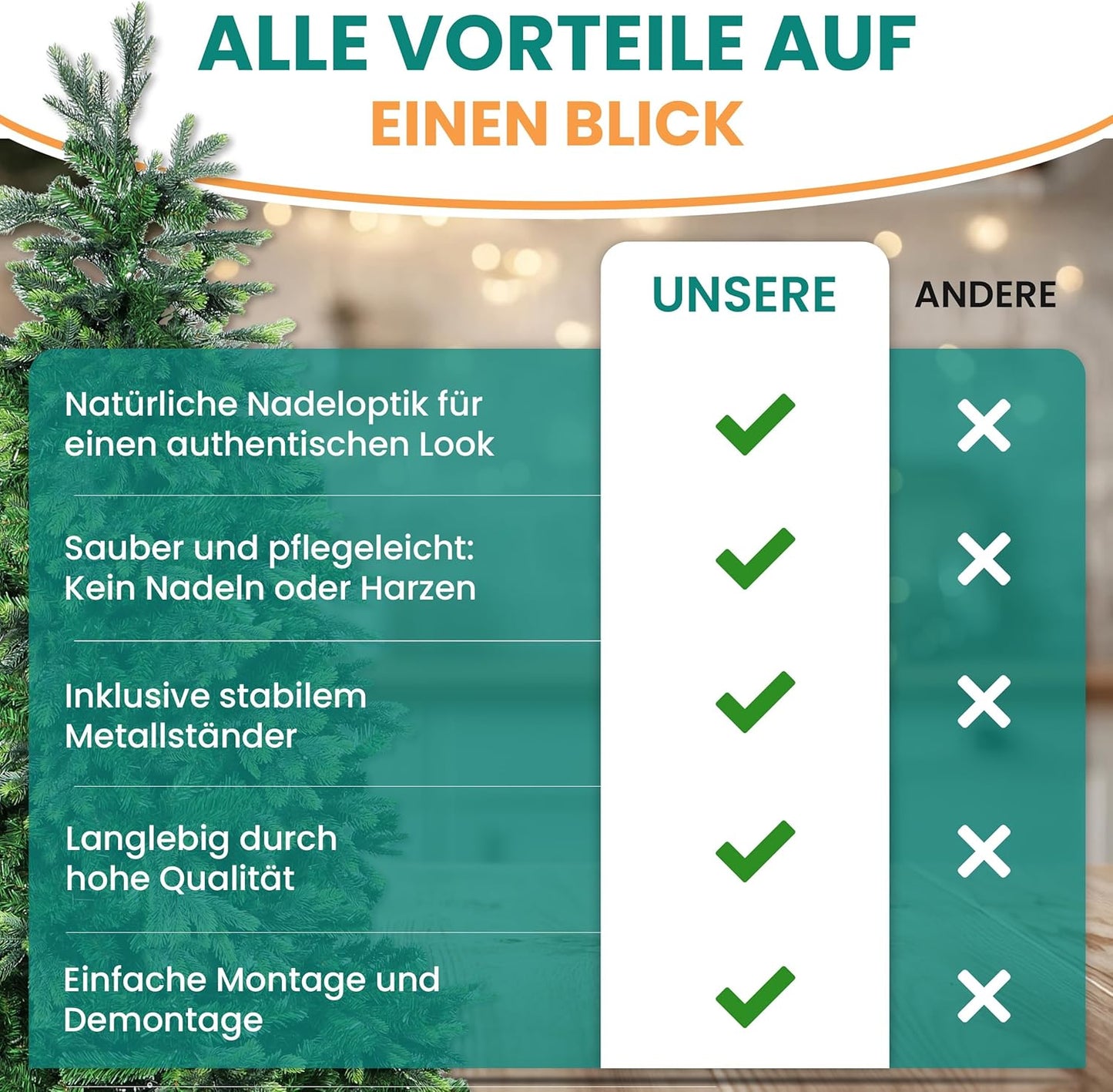 Künstlicher Weihnachtsbaum BonTree Fichte 120 cm, Baum 120 cm
