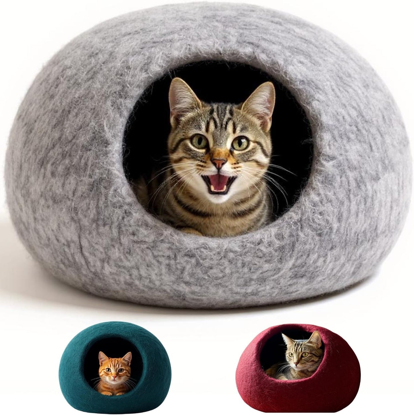 2-in-1Katzenhöhle & Katzenbett, Hellgrau