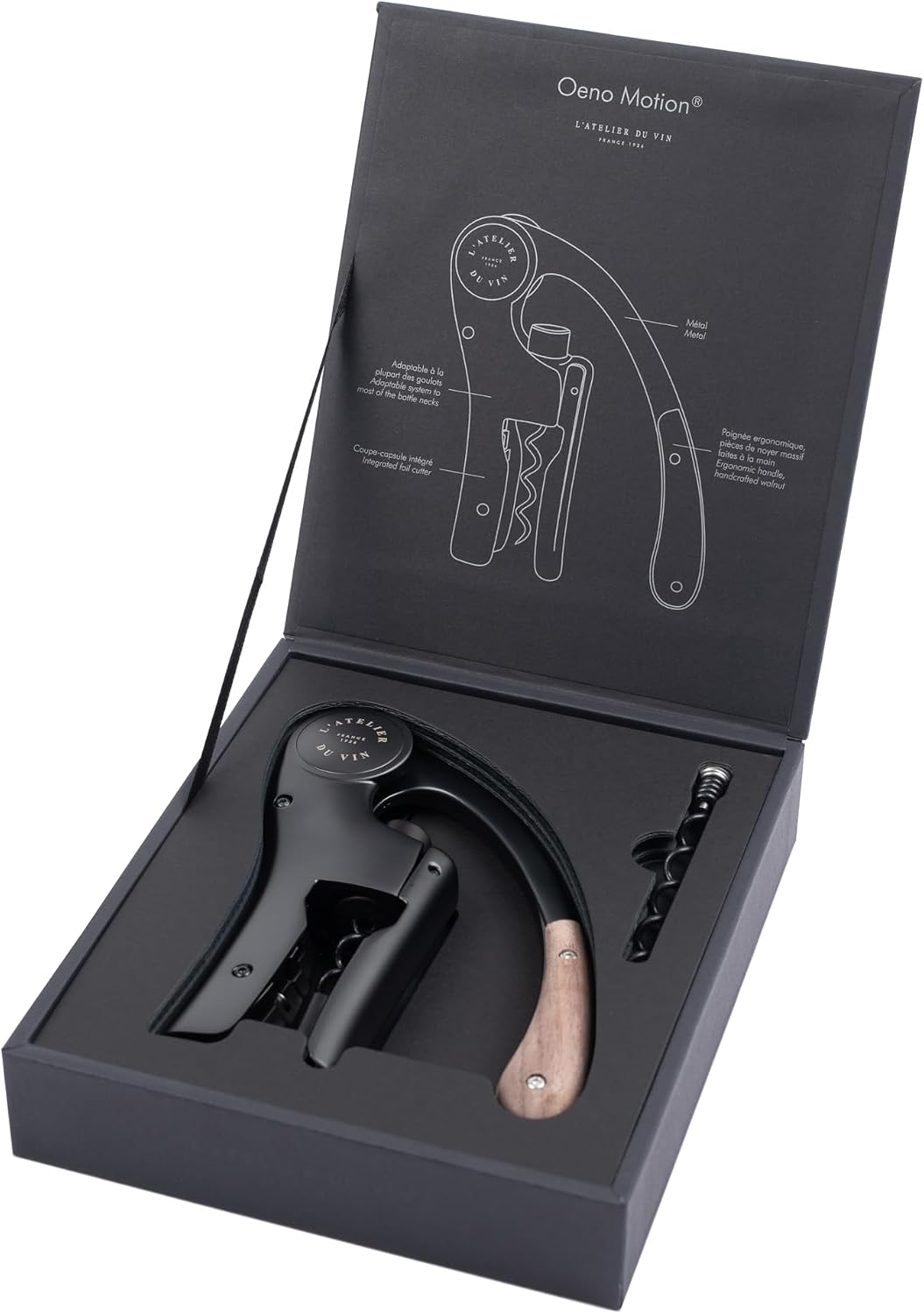 Hebelkorkenzieher, Oeno Motion Wood & Black