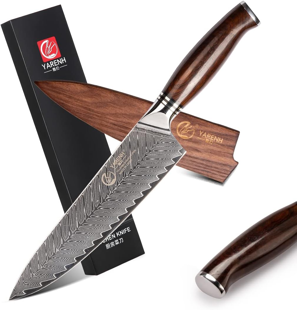 Damastmesser, Chefmesser mit Holzscheide