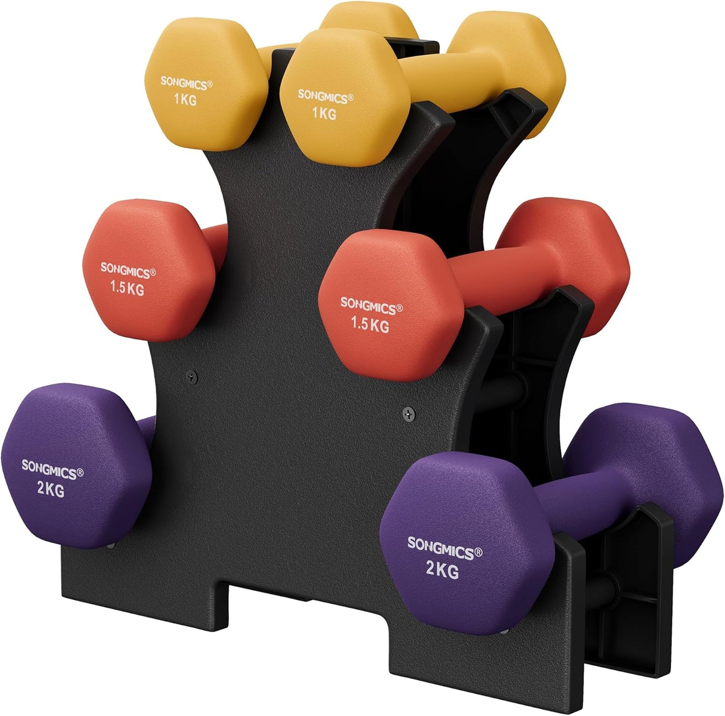 Hantel-Set mit Neopren-Beschichtung (3 Paar, 9kg), 9kg,gelb + orange + lila