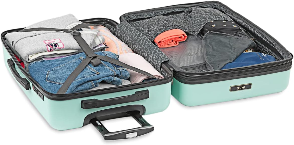 Hartschalenkoffer mit 4 Rollen und Dehnungsfalte, Grün 64 cm