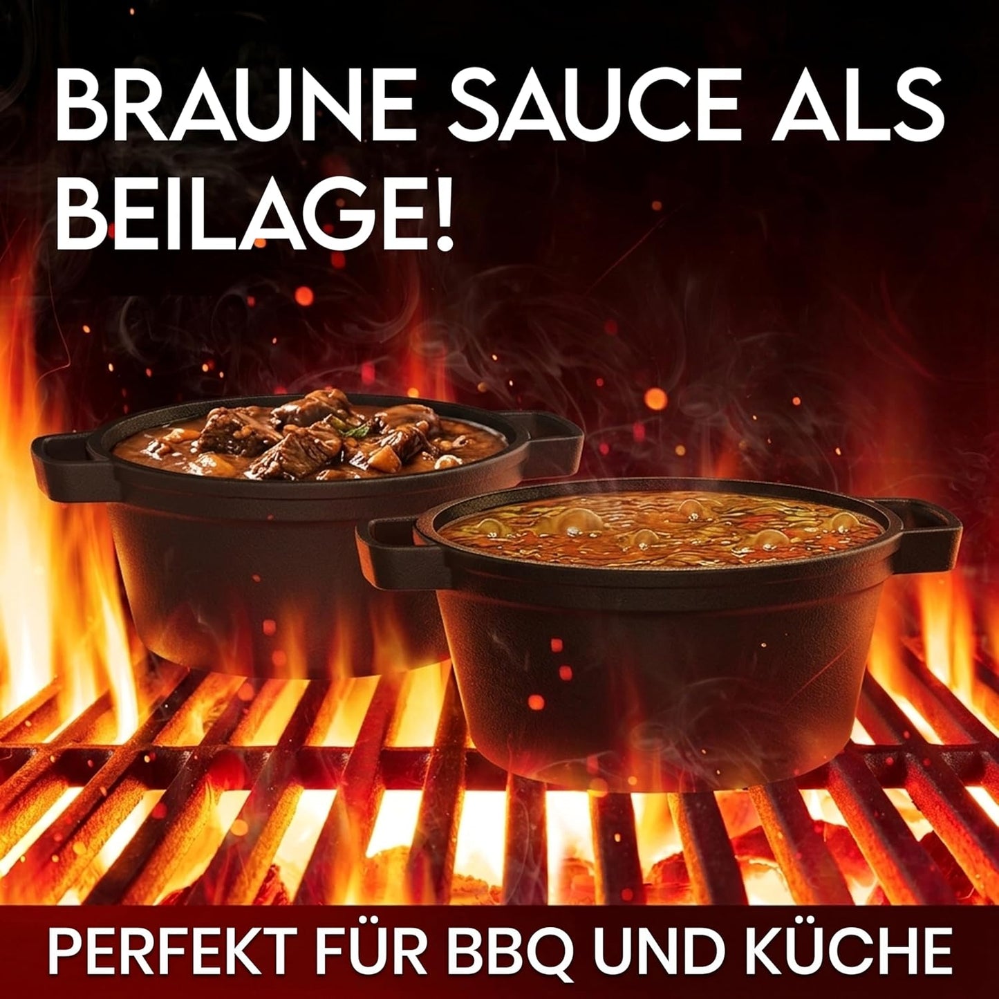 12-teiliges Dutch Oven Set mit Rezeptbuch & Pflegepaste, Schwarz Medium Set