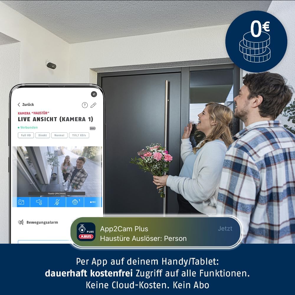Abus PPIC91000 Überwachungskamera, 1x Akku-Kamera + Basisstation