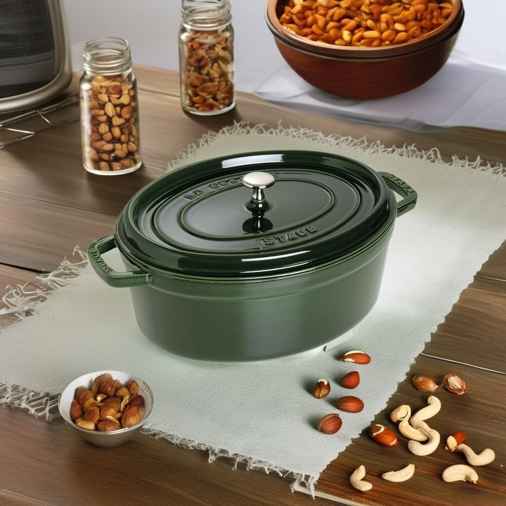 Cocotte Bräter mit Deckel, 33 cm, 6.7 L Basilikum-Grün