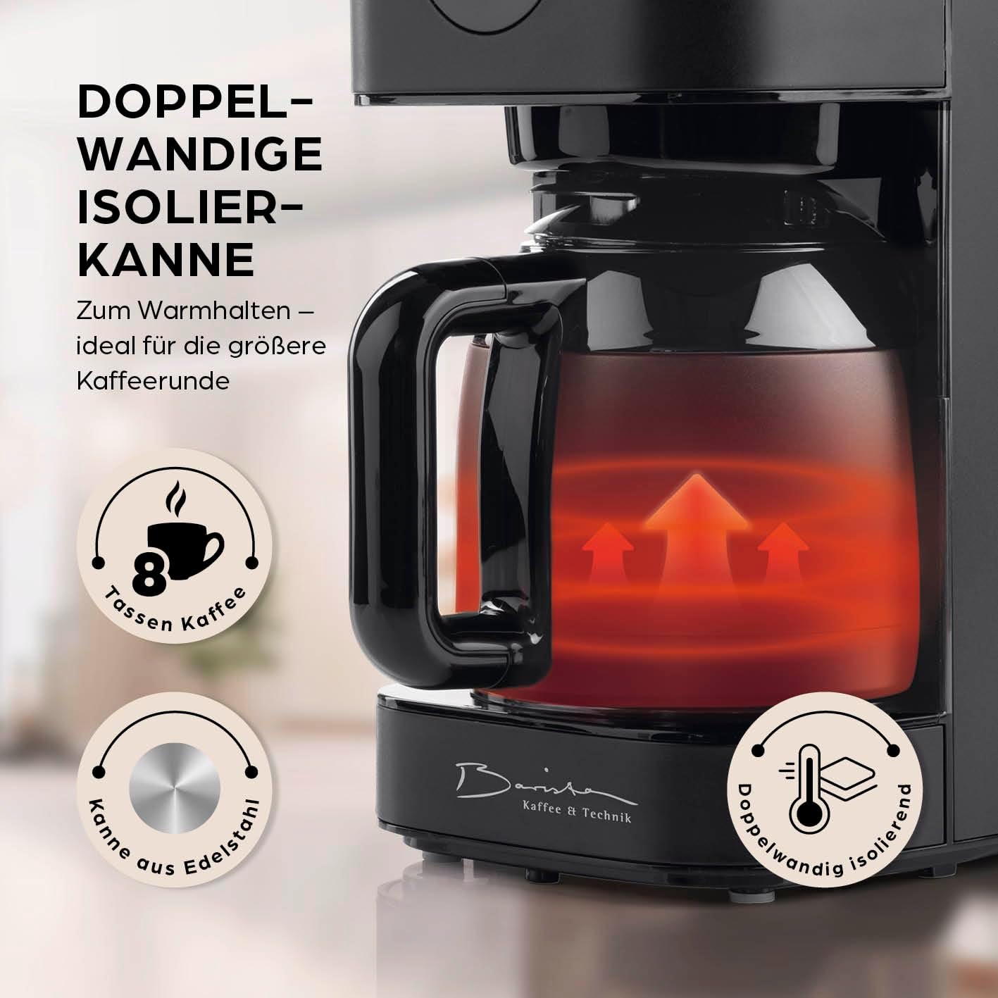 Filterkaffeemaschine mit Thermokanne, 3) Schwarz - Thermokanne