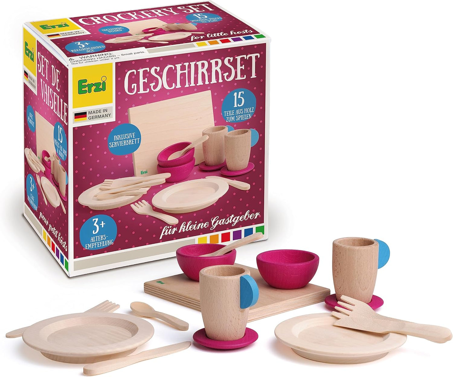 Geschirrset aus Holz für Kinderküche