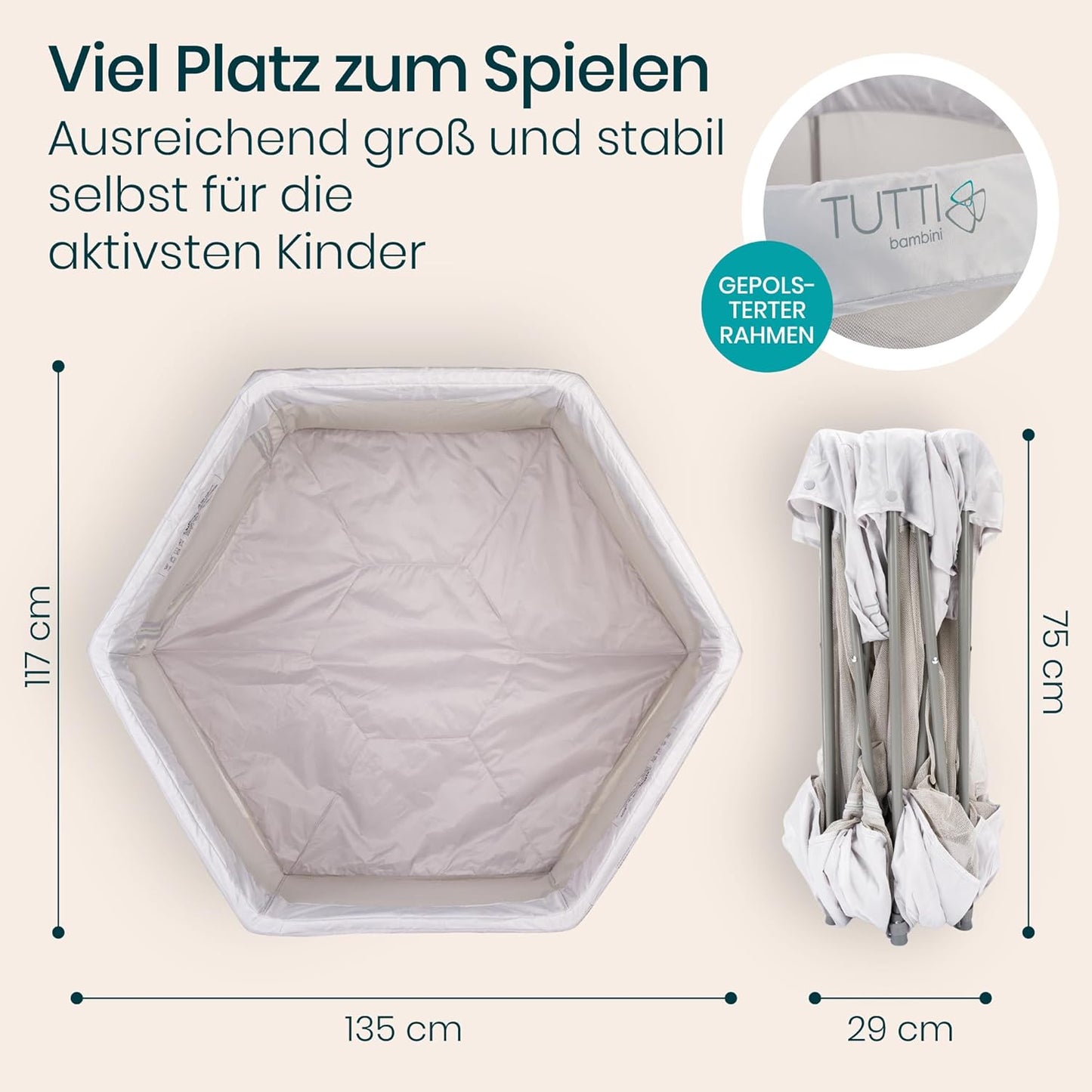 Faltbares Laufgitter für Babys mit Netz- und Reissverschlusstür, Silber