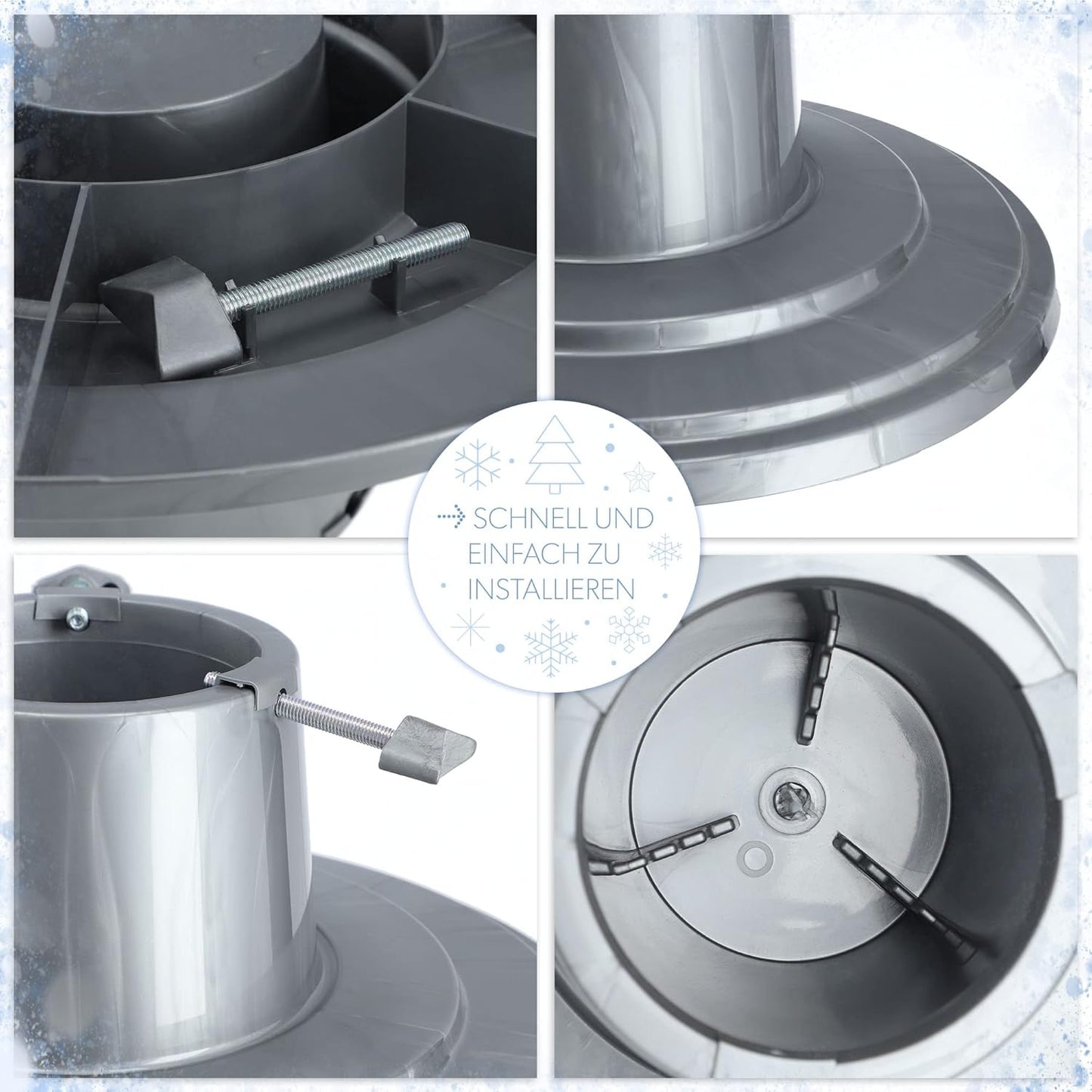Weihnachtsbaumständer mit Wasserbehälter, Silber / Baumhöhe Bis 2m