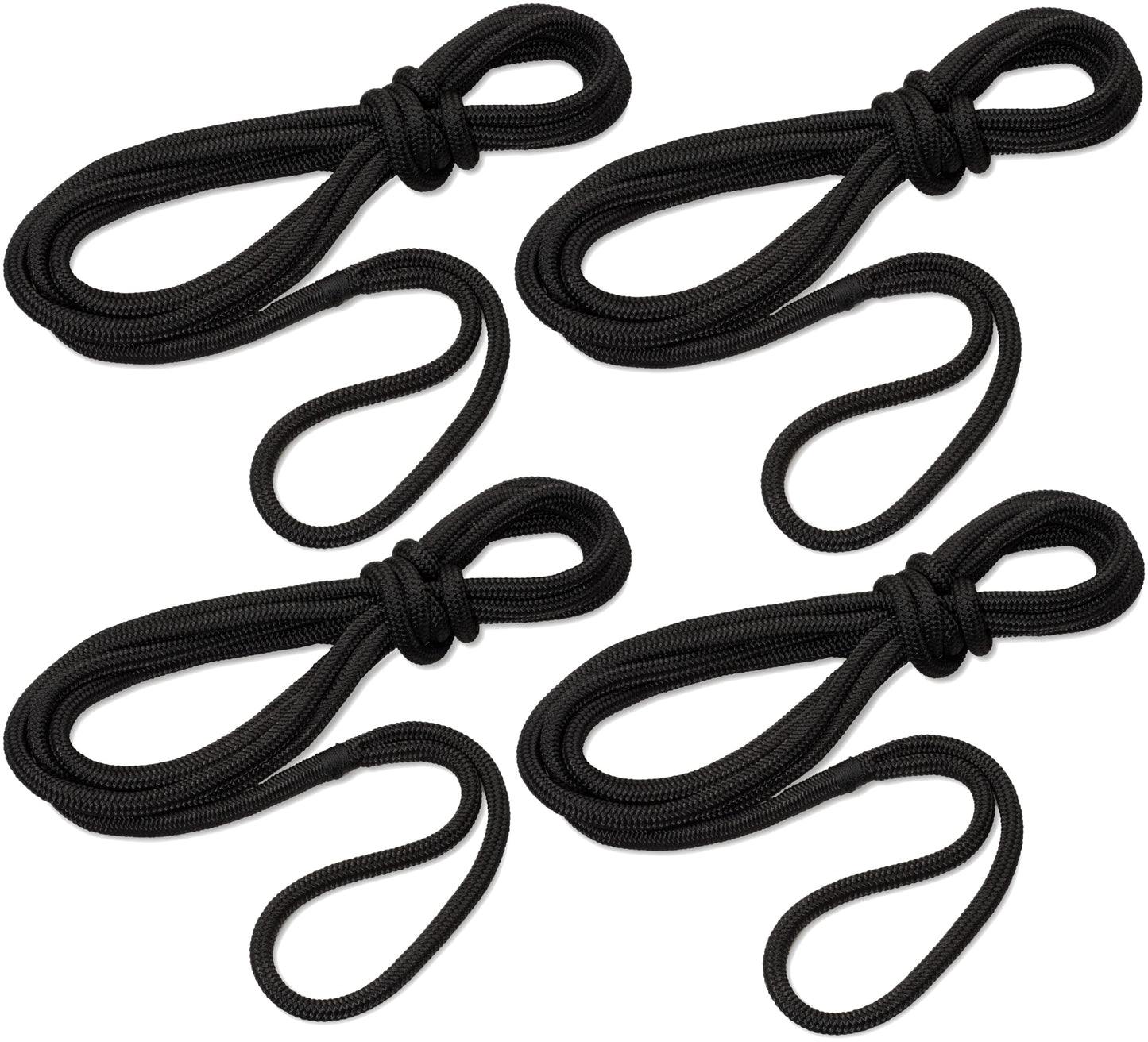 4er-Set Festmacherleine, Schwarz 2x6m Länge, 2x8m Länge