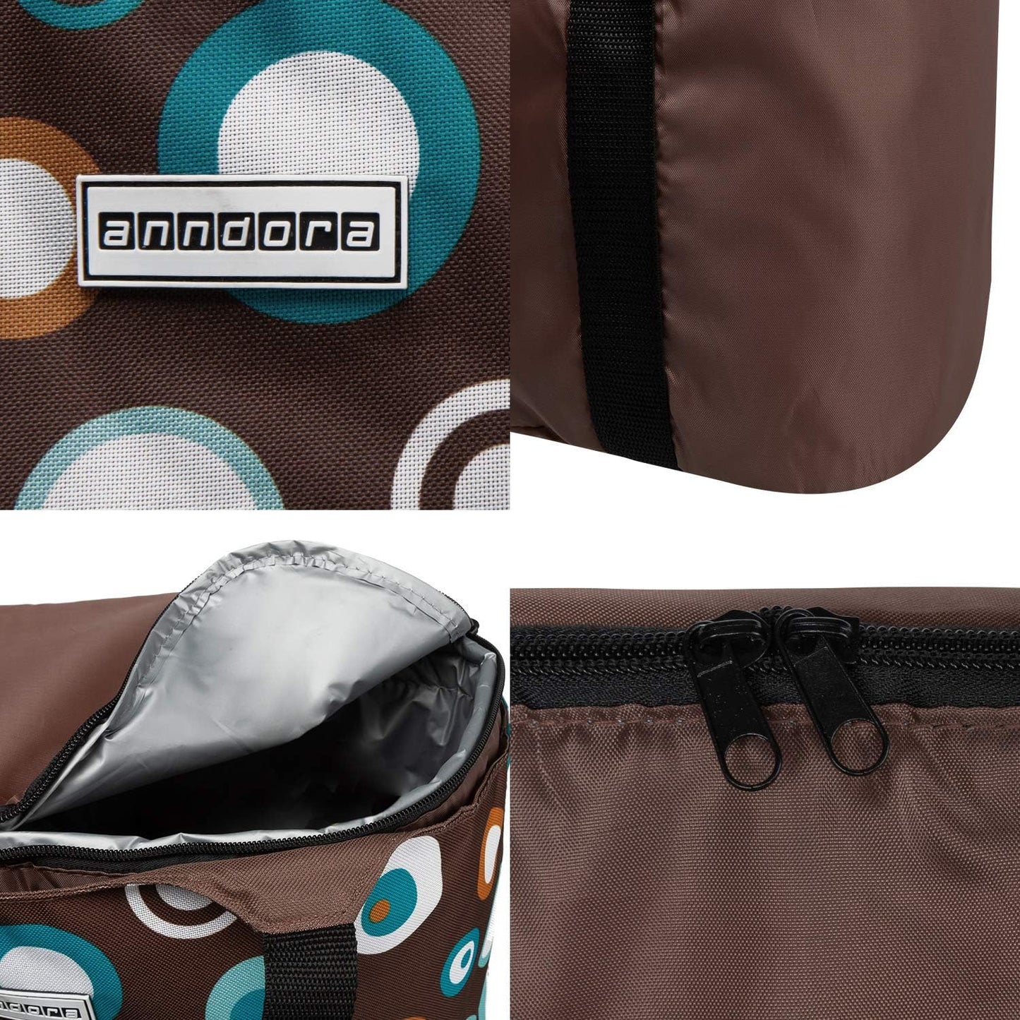 2-in-1 Einkaufstasche mit Isoliertasche, Braun Hellblau