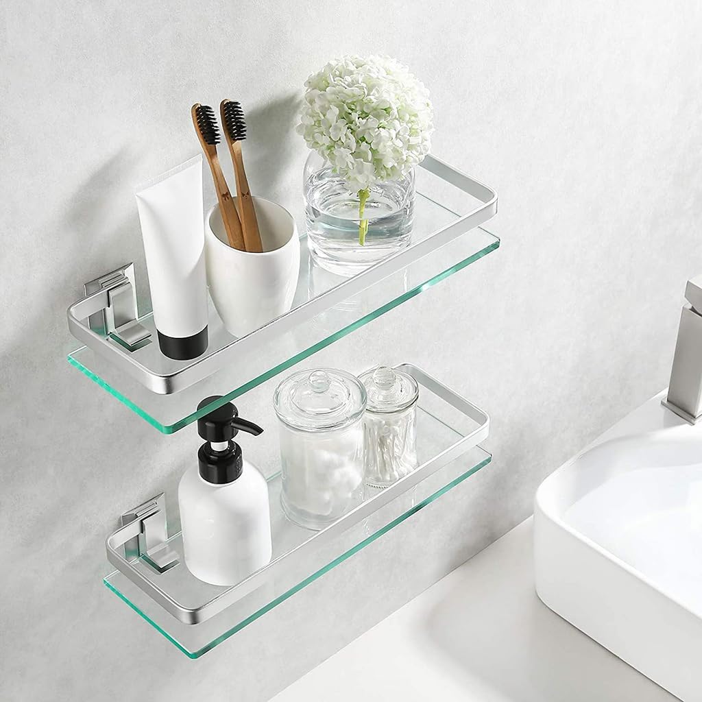 Badezimmerrablage mit Chromreling, 80cm