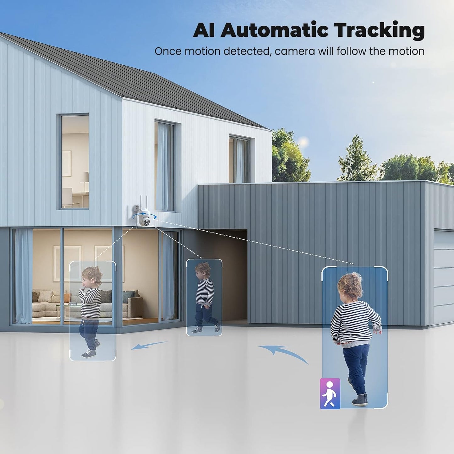 2K Aussenkamera mit 360°-Sicht & Alexa-Kompatibilität, 1 Stück