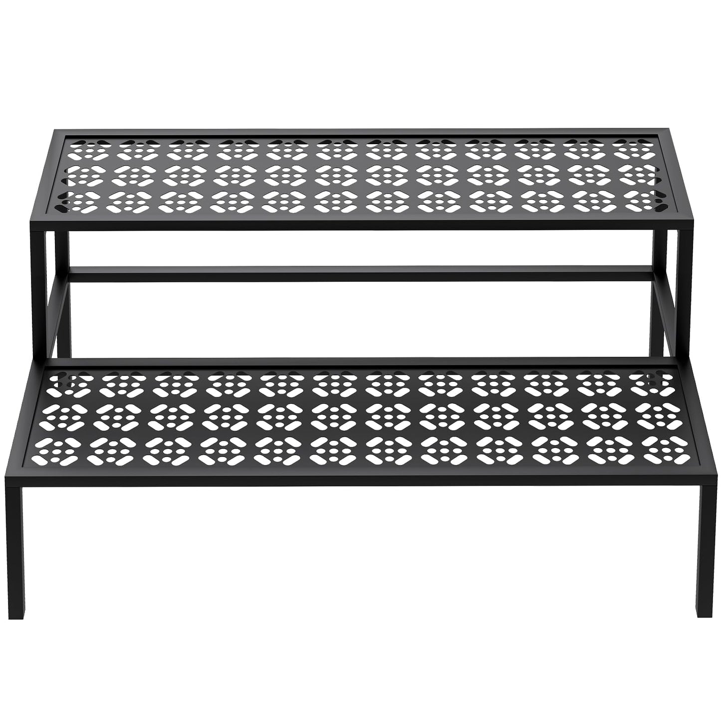 Metall Blumentreppe für Indoor & Outdoor (2-stufig), 2 Stufen-Schwarz