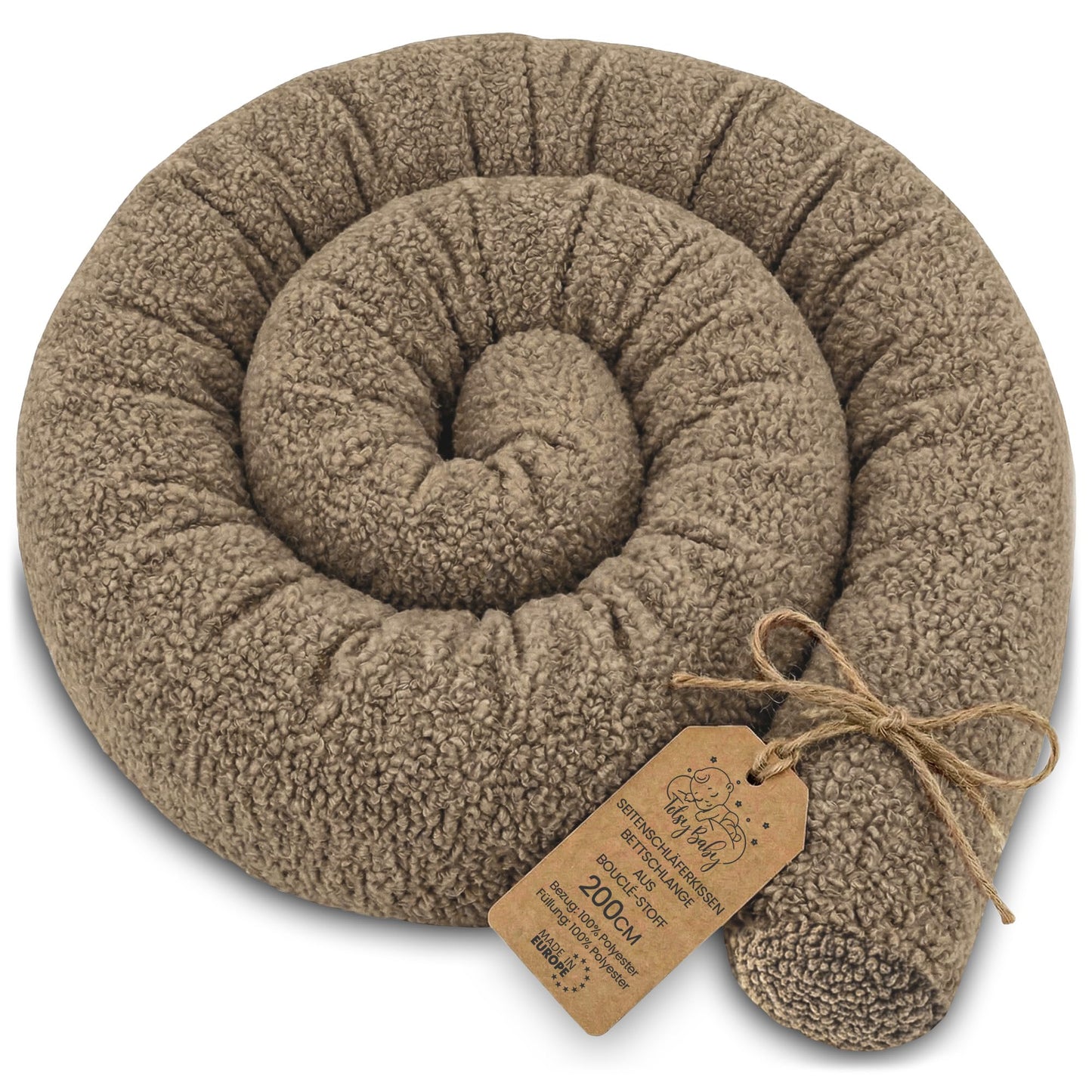 Bettschlange mit waschbarem Bezug, Beige D 200 cm