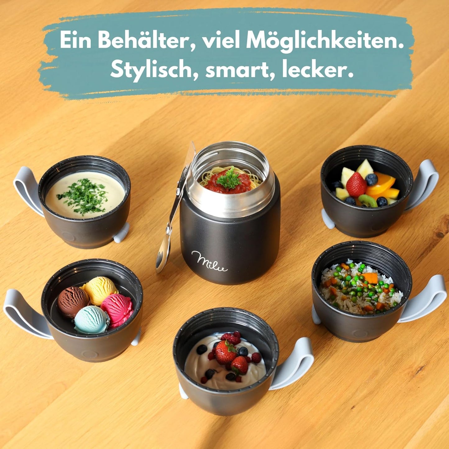 Thermobehälter für Essen 450ml, Edelstahl, Berry Blau 450ml