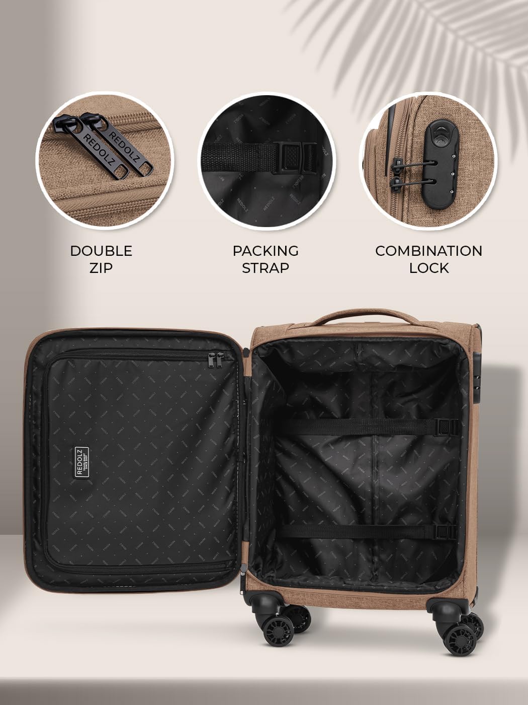 Essentials 12 - Weichschalen-Kabinenkoffer mit 4 Rollen, Coffee S (55 cm) 4-Rad