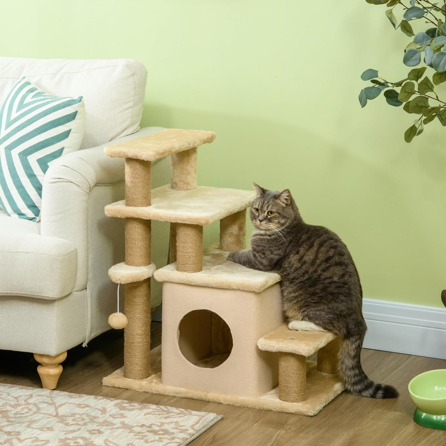 Hundetreppe mit Hütte, Beige