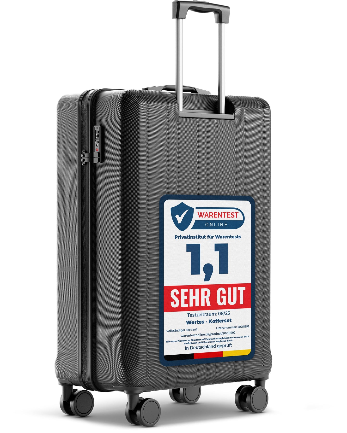 Hartschalenkoffer mit Doppelrollen, Schwarz 77cm