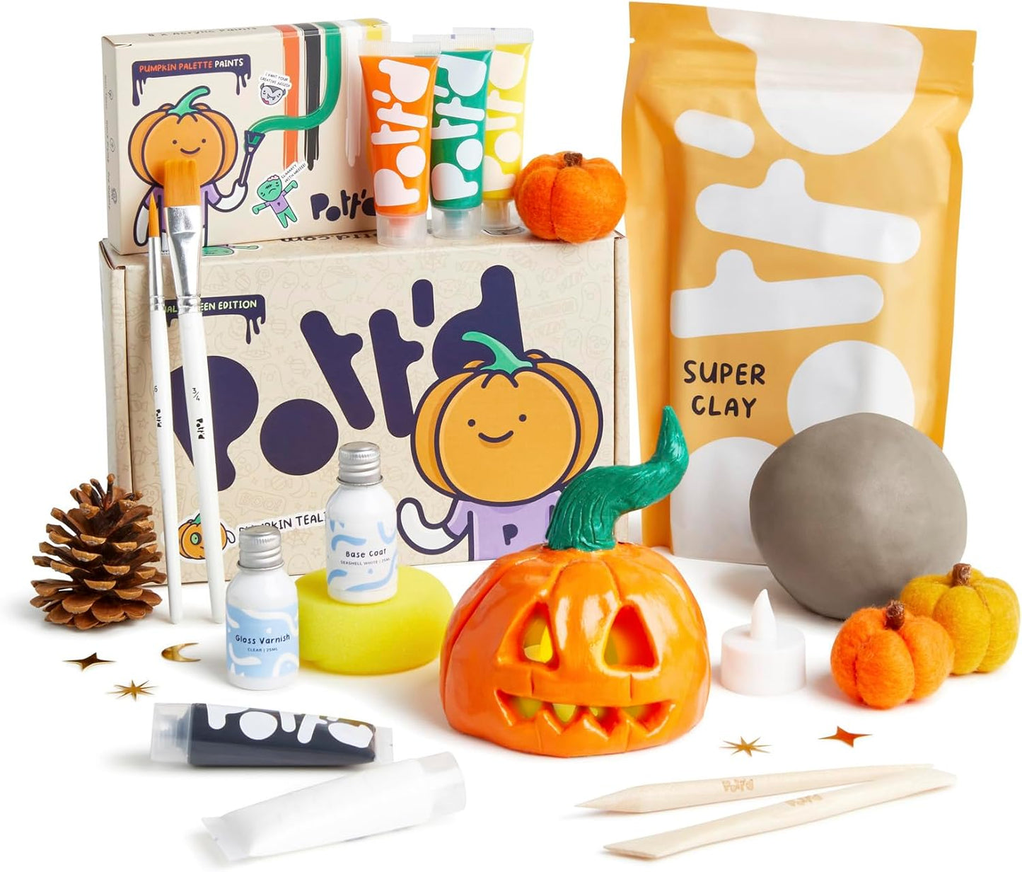 Mini-Töpfer-Set für Halloween-Teelichthalter, Halloween Kürbis-Teelichthalter
