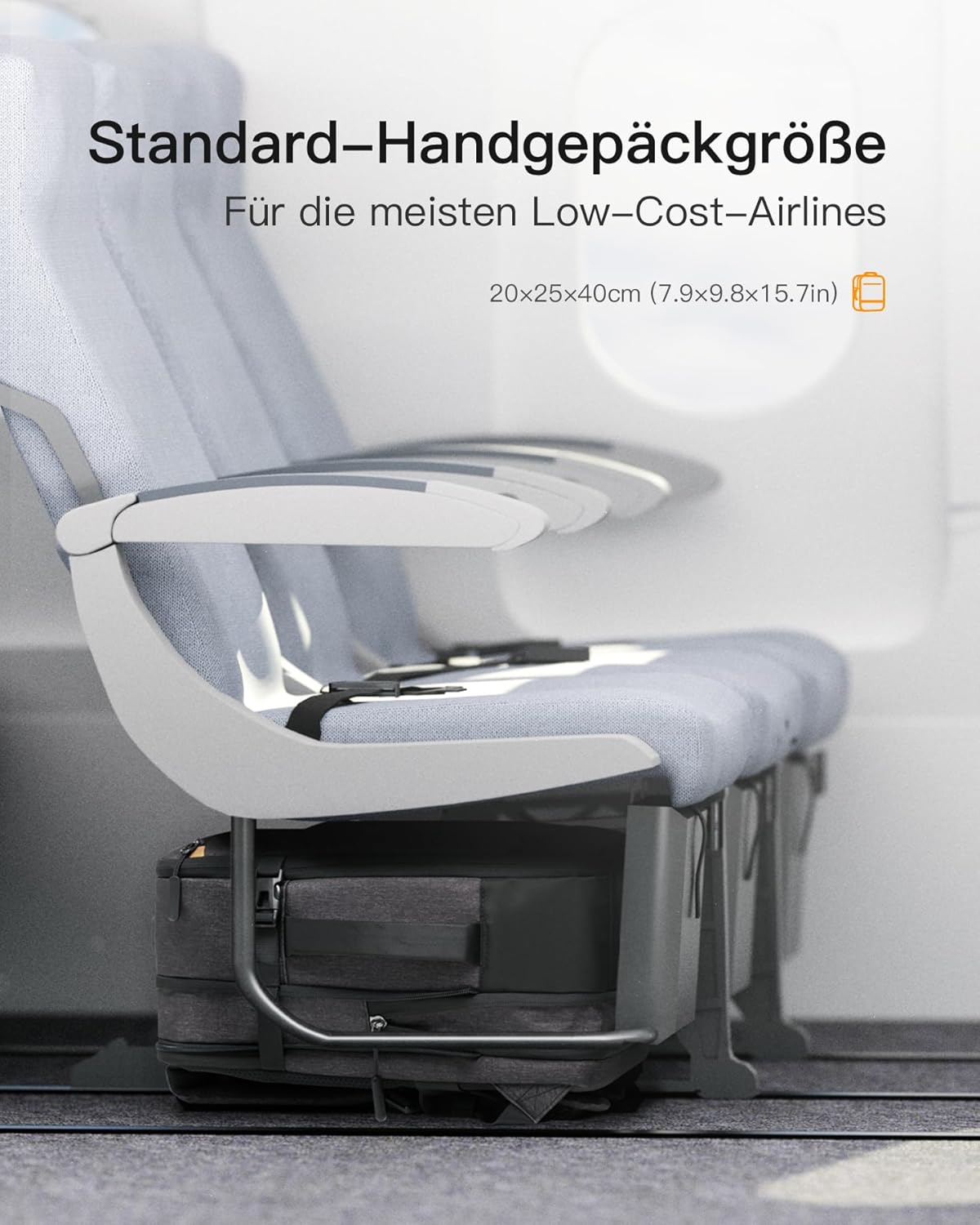 Reiserucksack für Handgepäck, Schwarz 20 Lang