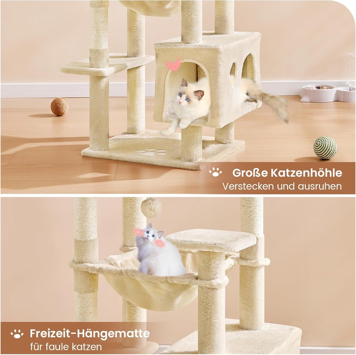 Katzenbaum gross 160 cm, Beige 160 cm