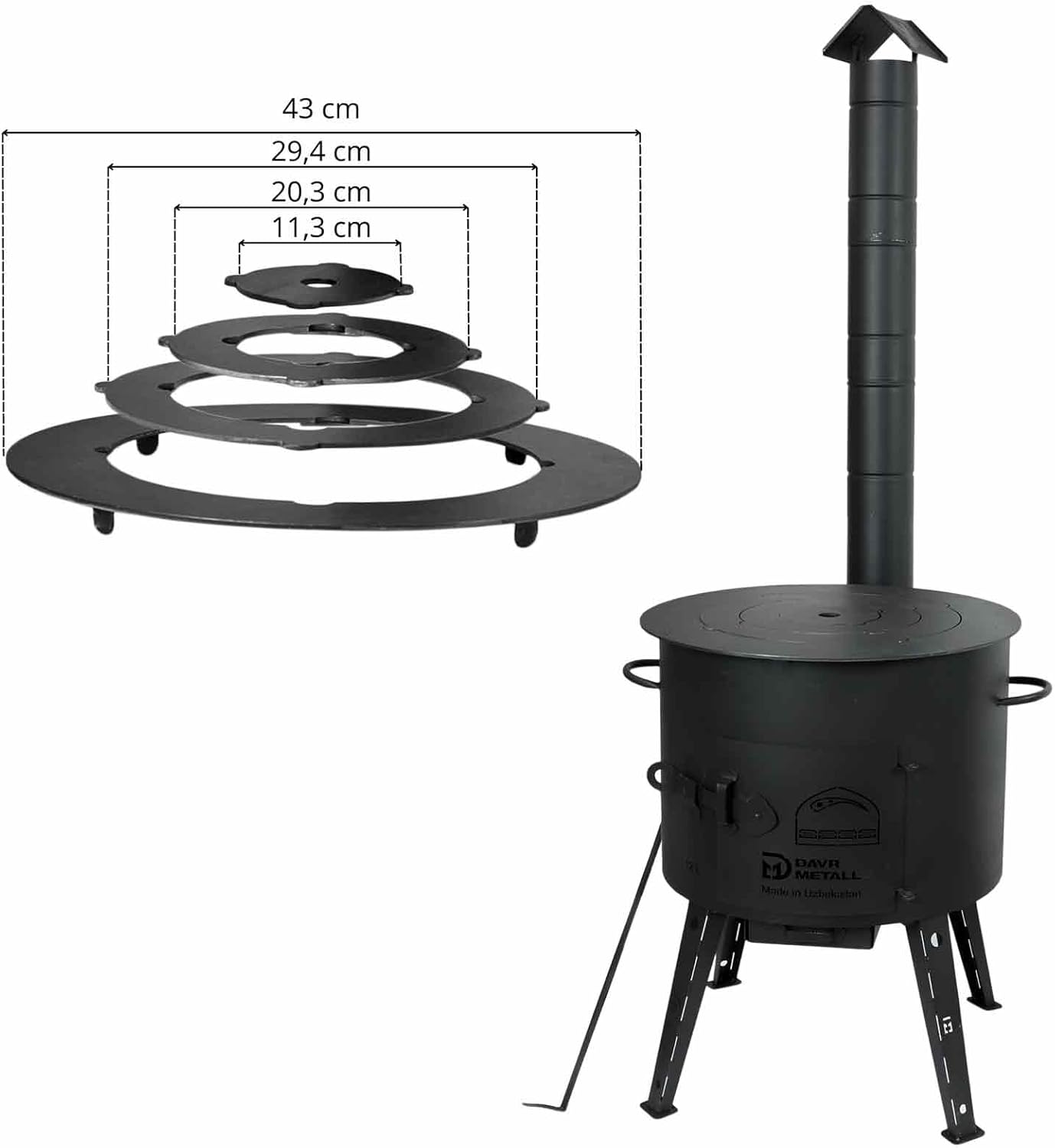 Utschak mit Abzugsrohr, Adapter-Ringe
