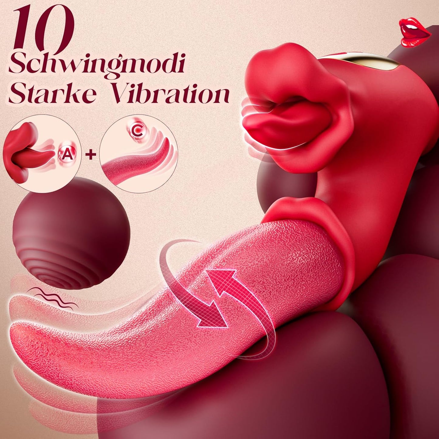 3-in-1 Zungenvibrator, Hautfarbe
