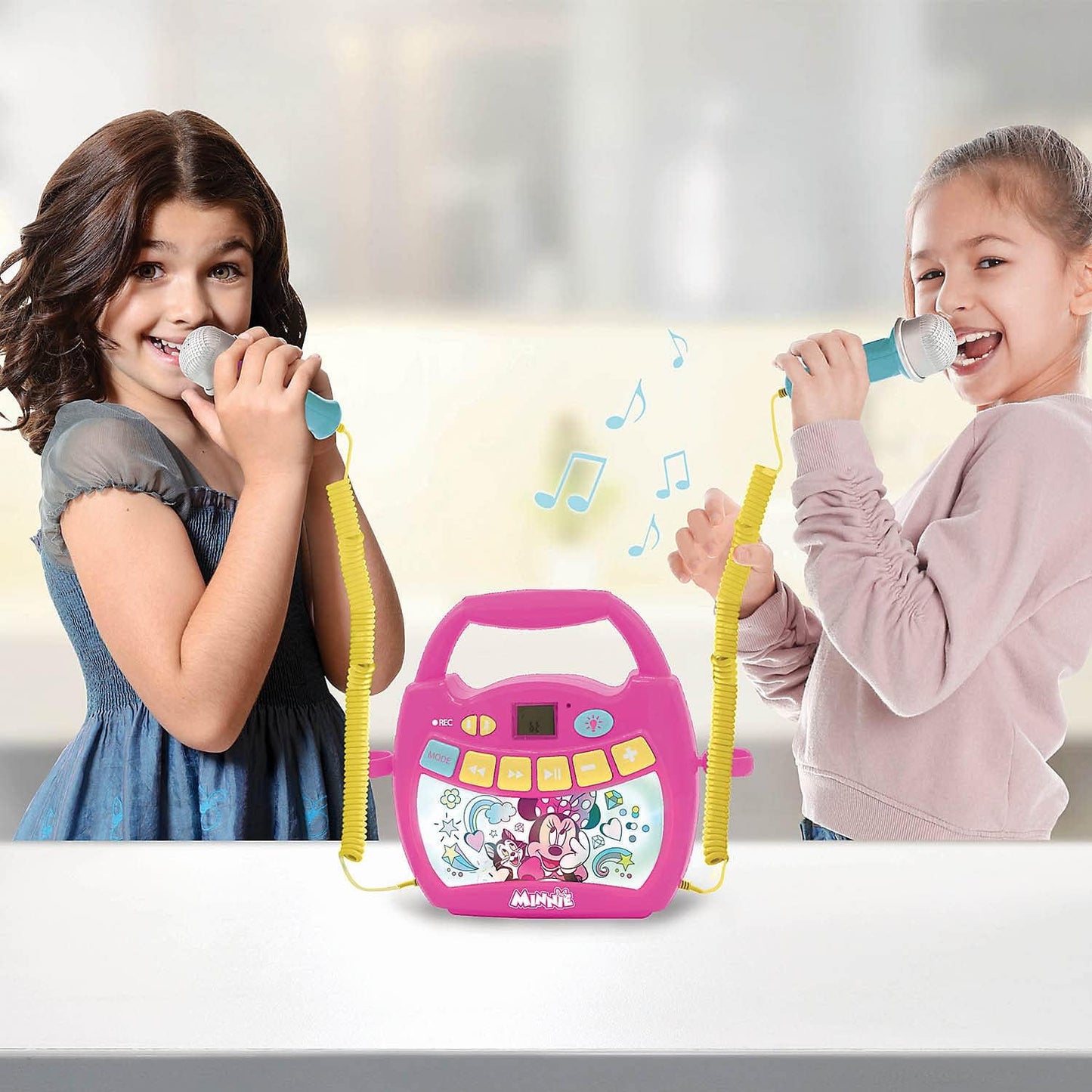 Minnie Mouse Bluetooth Lautsprecher mit Lichteffekte und Mikrofonen, Batterie wiederaufladbar, Mickey Mouse