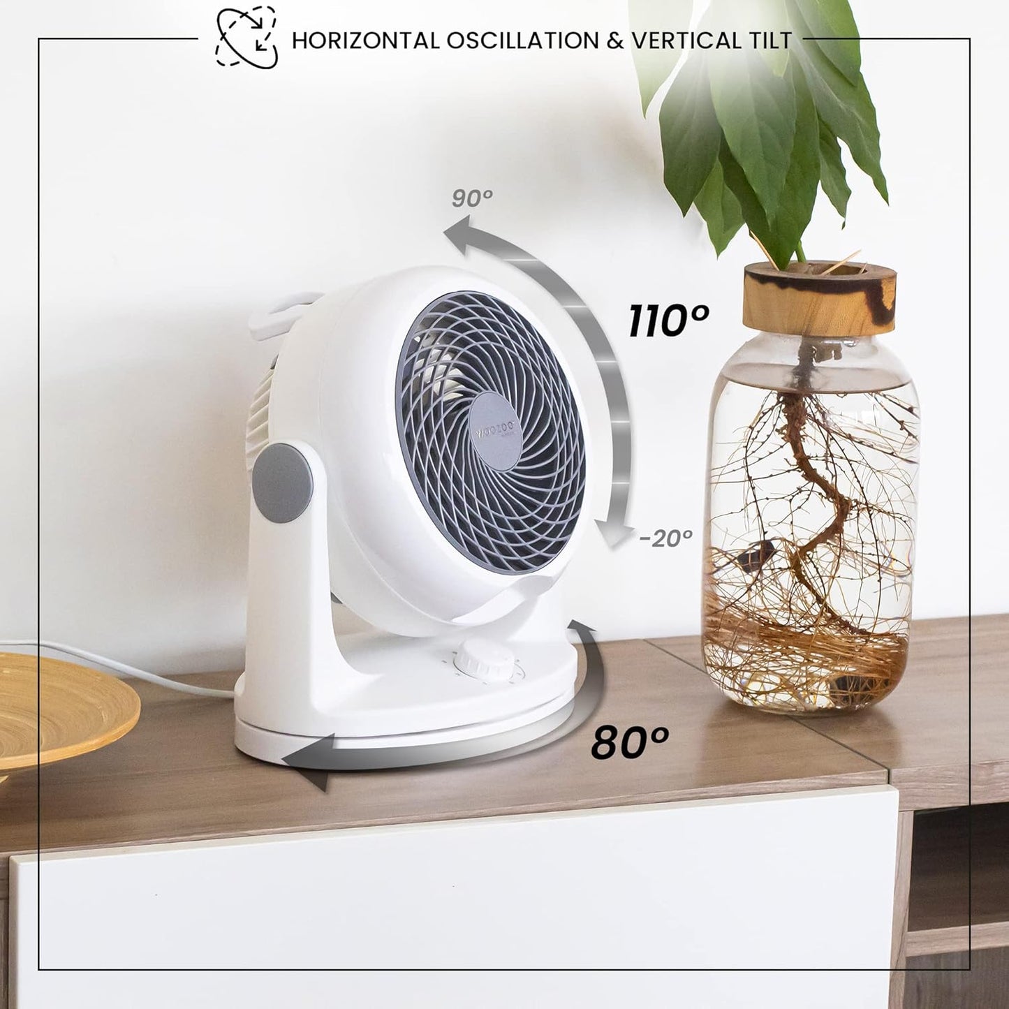 Tischventilator PCF-HD18, Weiss Oszillierend/23m²