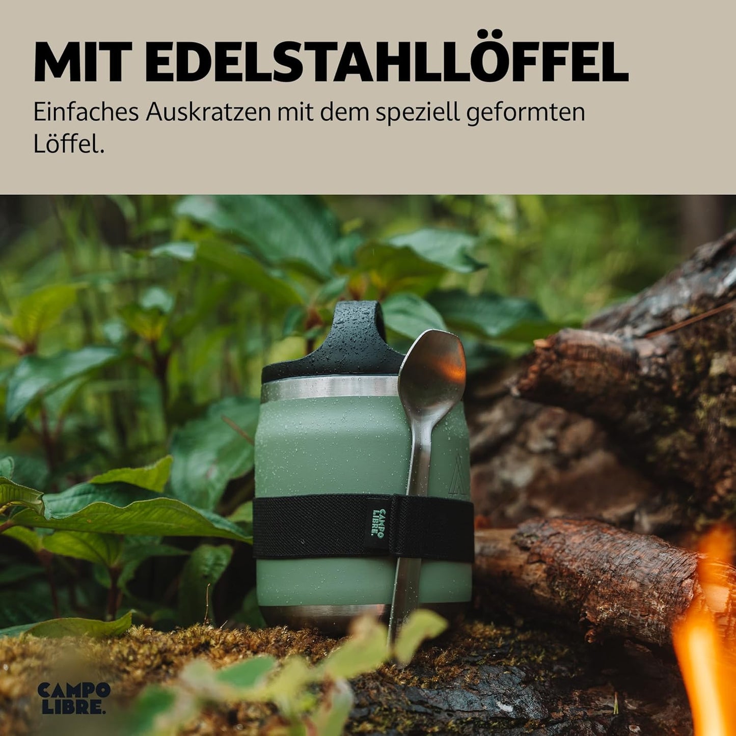 Thermobehälter für Essen mit Löffel, 600ml, 600ml Moos