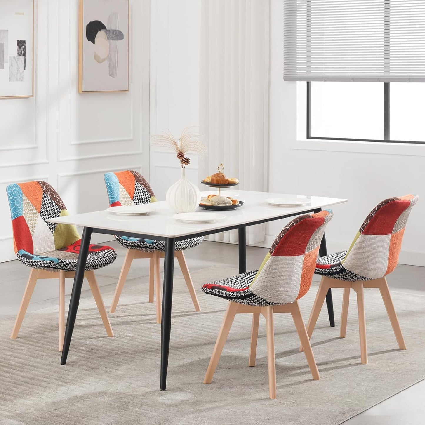 Esszimmerstühle im Patchwork-Design (8er Set), Mehrfarbig|8er set