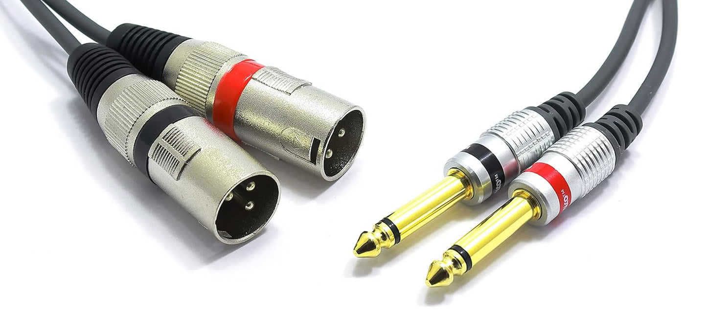 2x XLR auf 2x 6.3mm Klinke Audio Adapterkabel, 2-XLR-M/2-JACK-TS / 3m