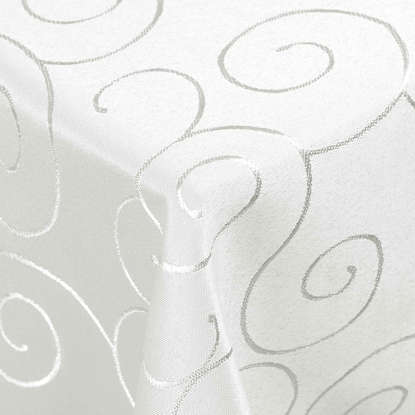 Tafeldecke mit Ornament-Stickerei, 130 x 340 cm (Eckig) Weiß
