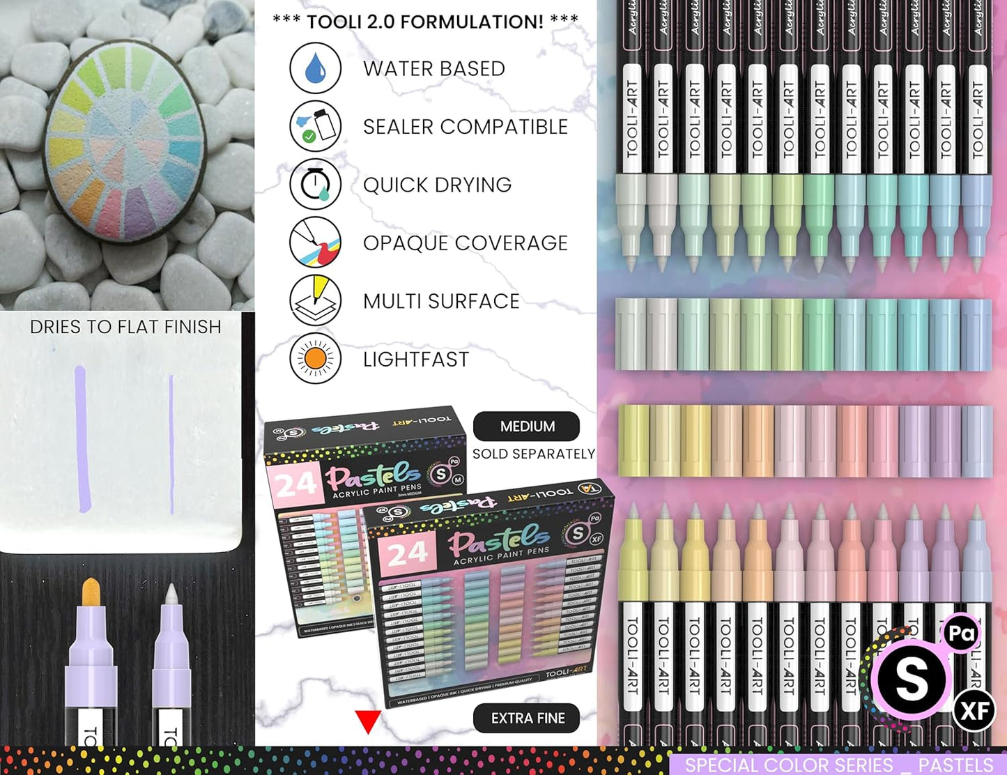 Acrylstifte-Set für Steinmalerei, Pastell, PASTELL