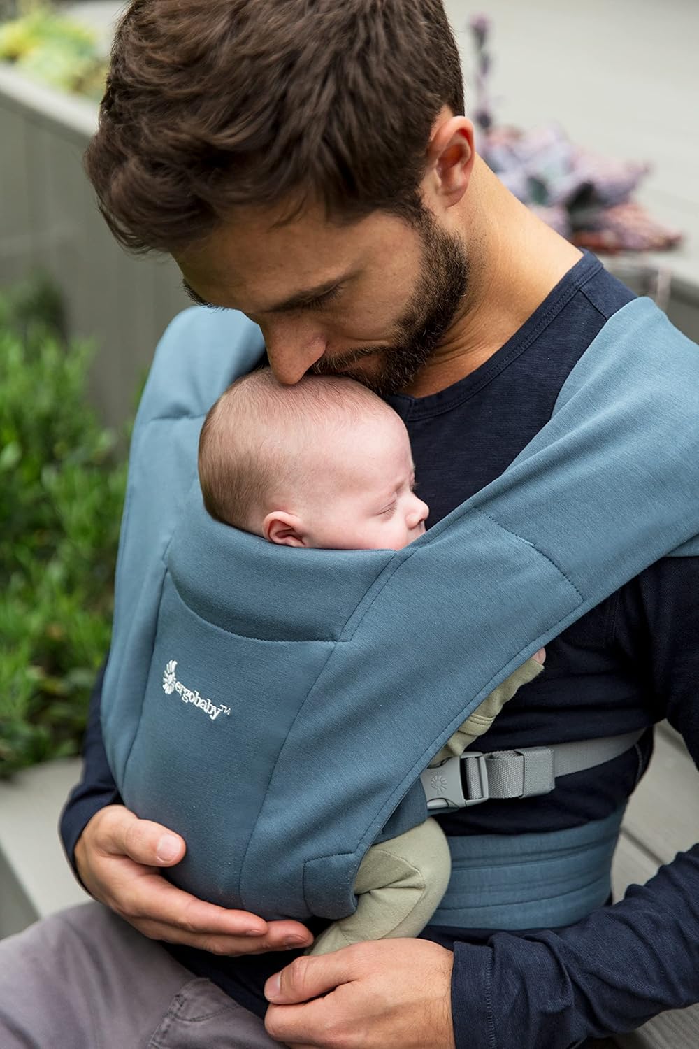 Ergonomische Babytrage für Neugeborene, Oxford-Blau Soft Knit