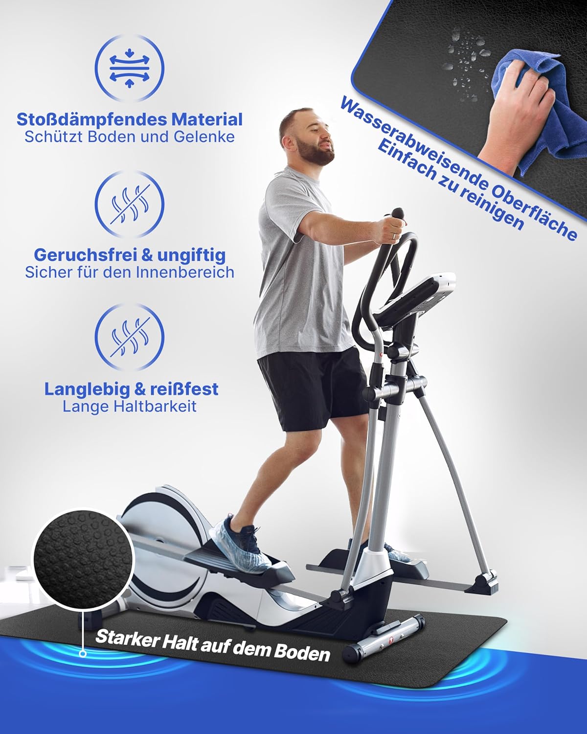 Bodenschutzmatte für Fitnessgeräte, 200 x 90 cm