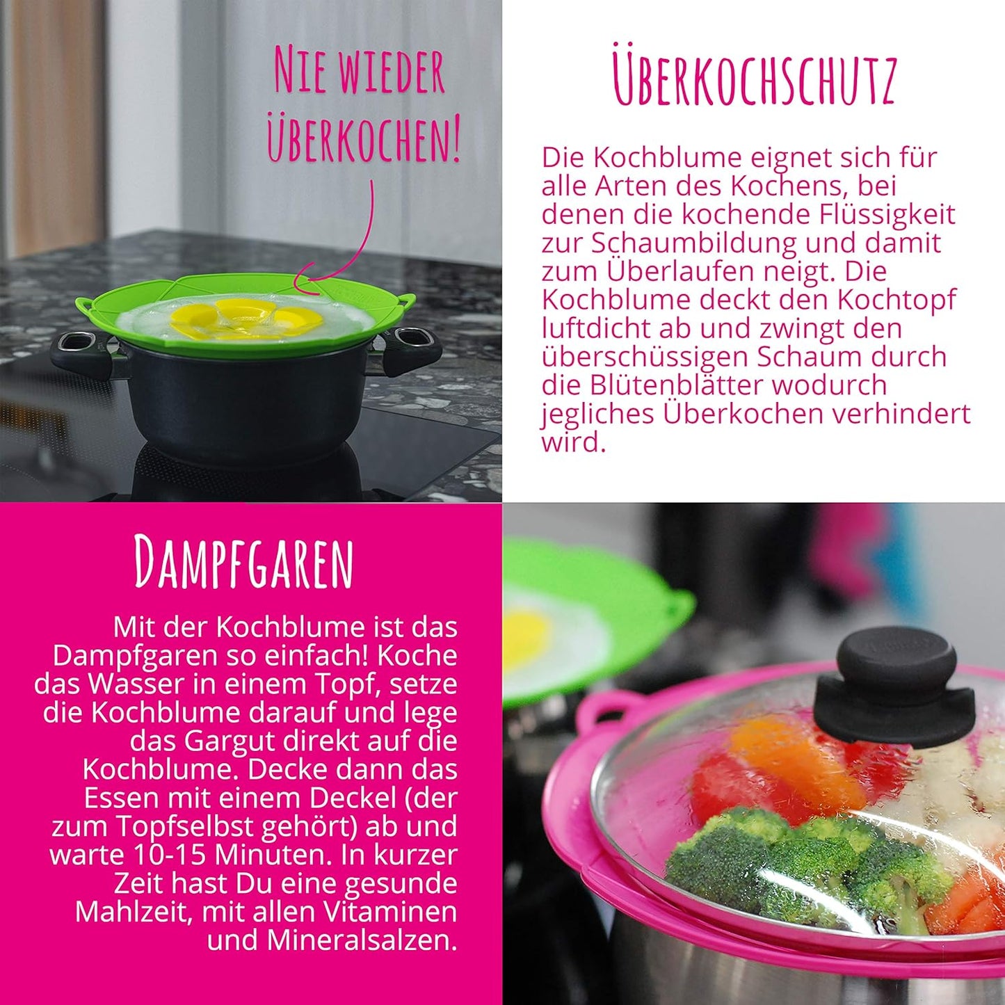 Überkochschutz-Set für Töpfe inkl. Microfasertuch, Limette