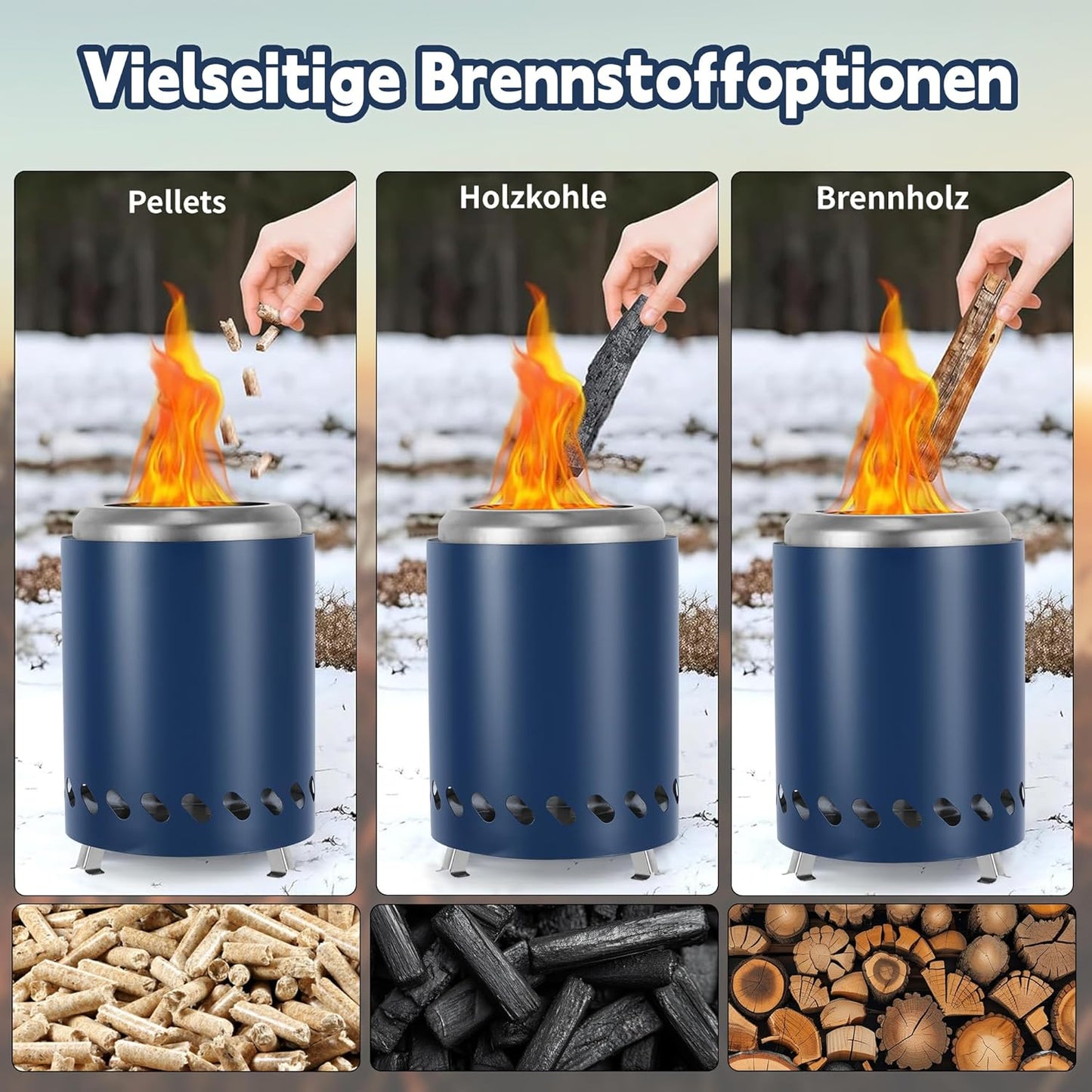 Rauchfreie Mini-Feuerschale, 14cm #4 Blau