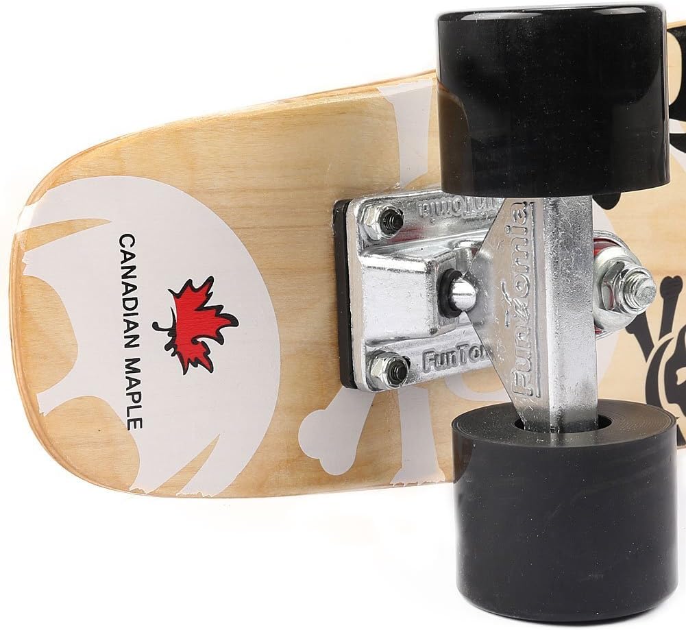 Mini-Board Cruiser, Weiss Totenkopf / mit Schwarzen Rollen