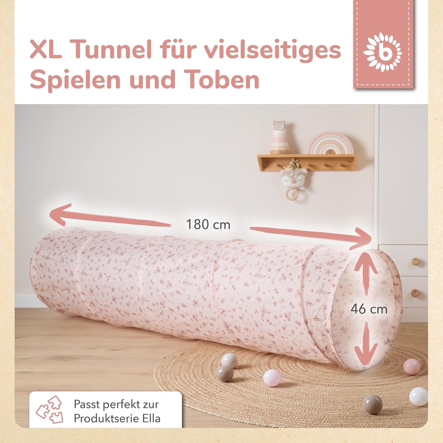 Pop Up Spieltunnel Dreamy Flowers (180 x 46 cm), Dreamy Flowers