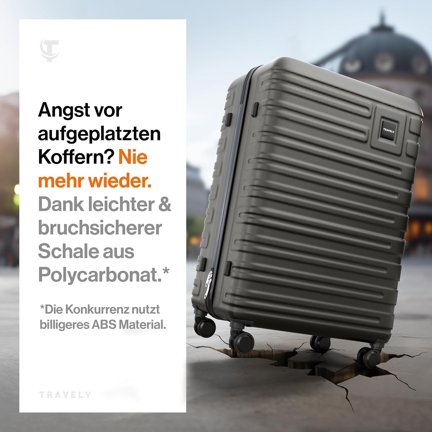 Robuster Hartschalenkoffer, XL Mondsteingrau